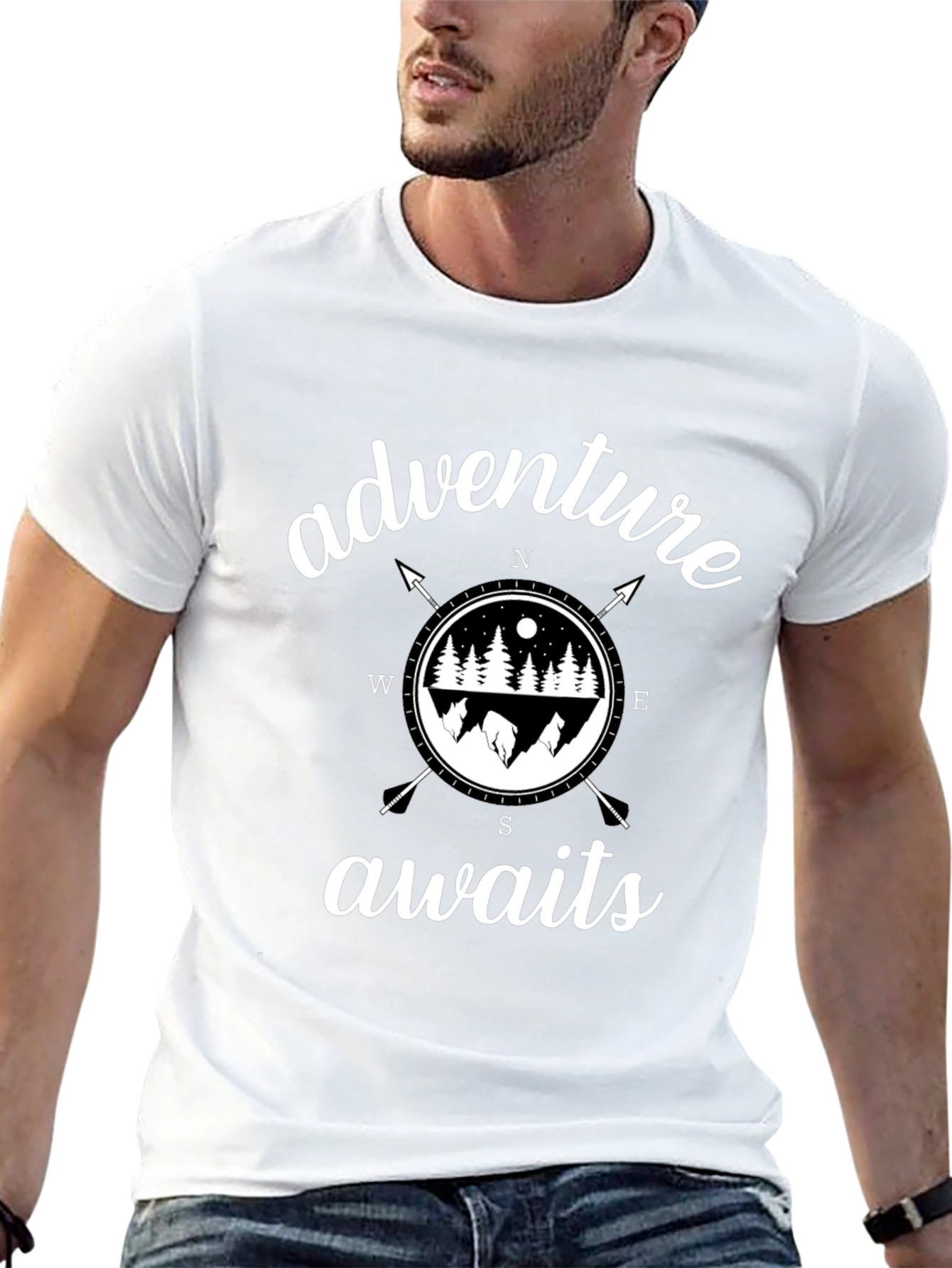 Black Adventure Awaits Graphic Tee - Black view 13