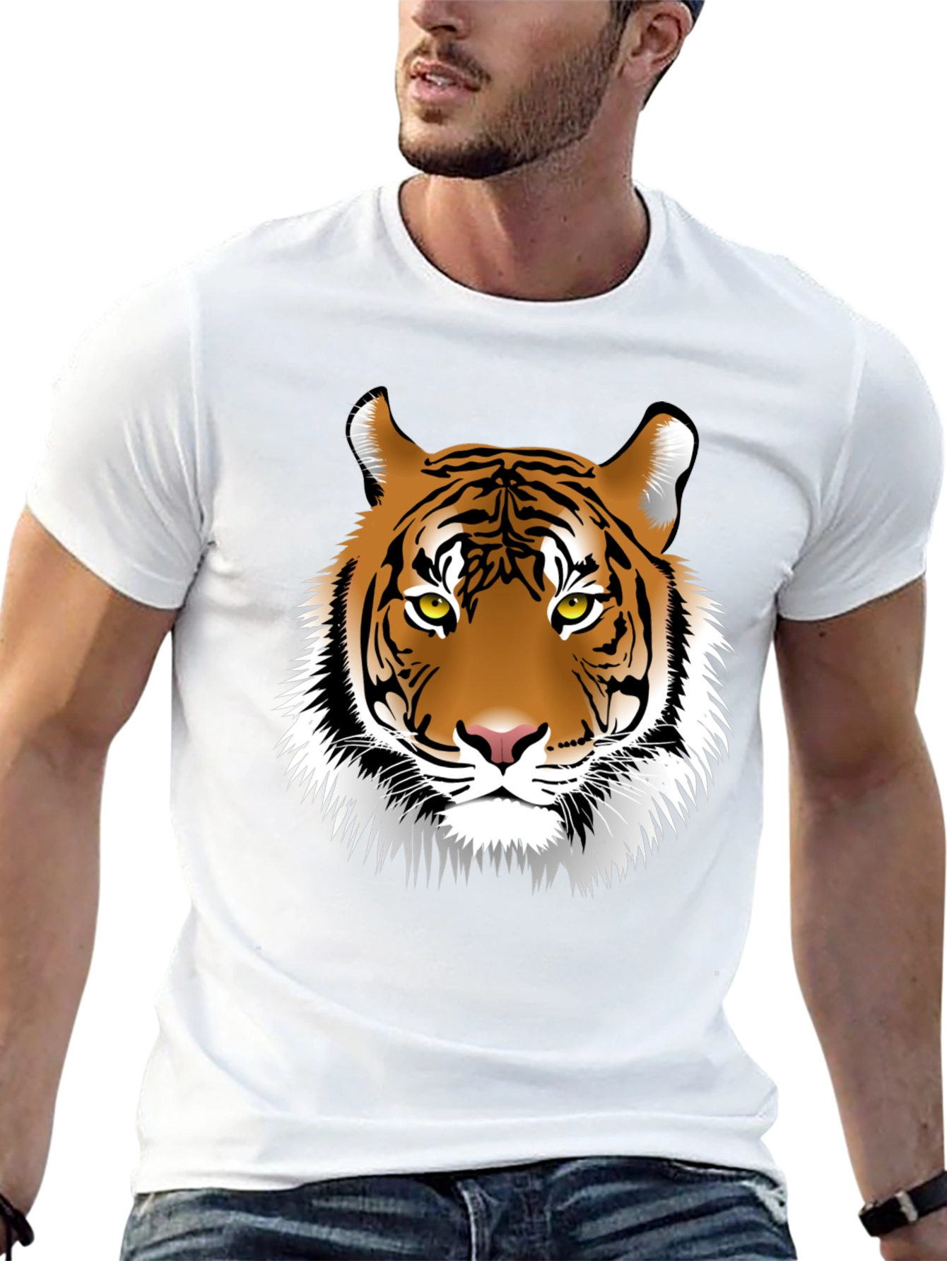 Black Men's Tiger Graphic Tee - Bold Animal Print T-Shirt view 13