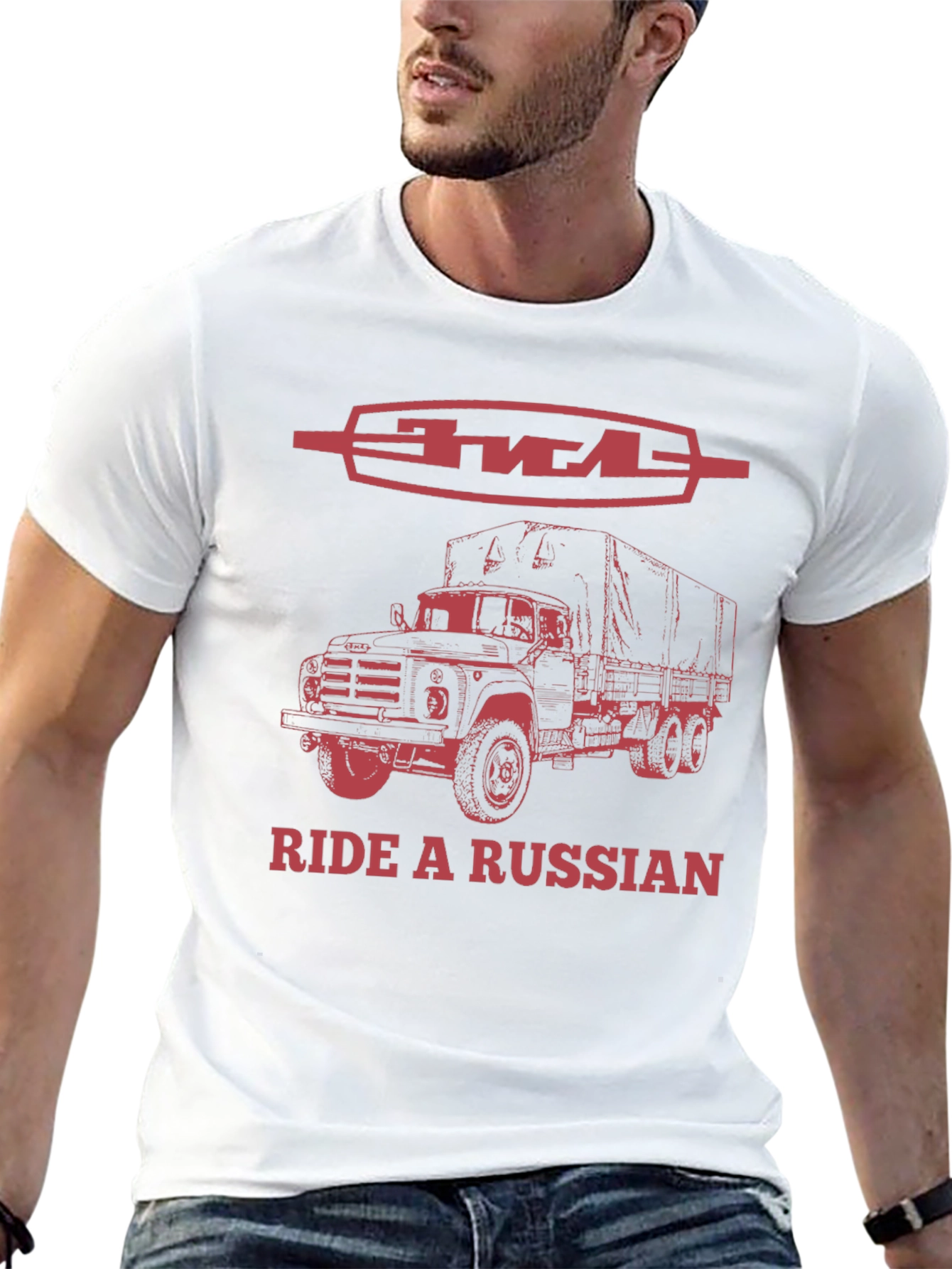 Black Ride a Russian Truck T-Shirt - Classic Design view 13