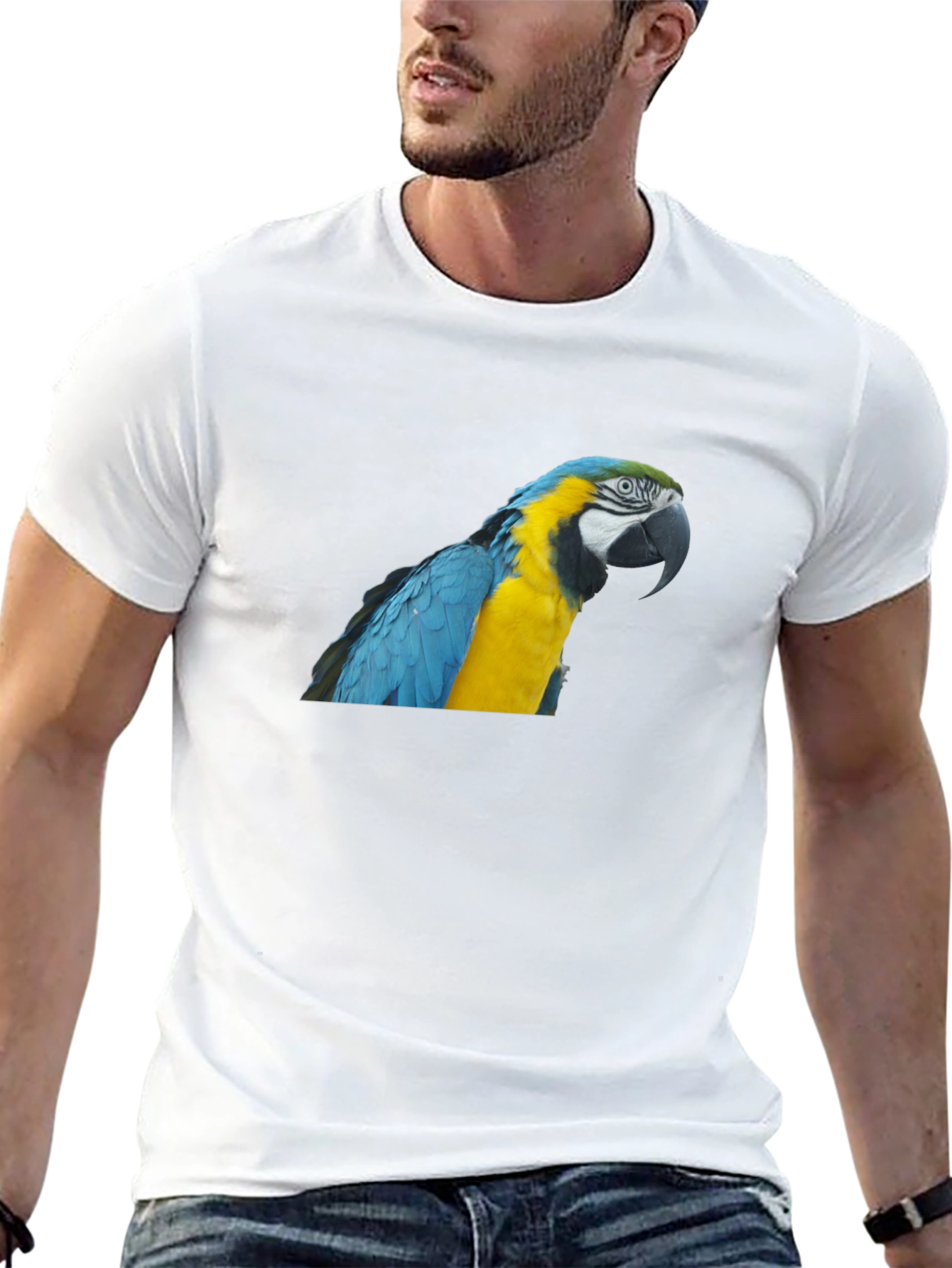 Black Parrot Graphic T-Shirt - Men's Crew Neck Tee view 13