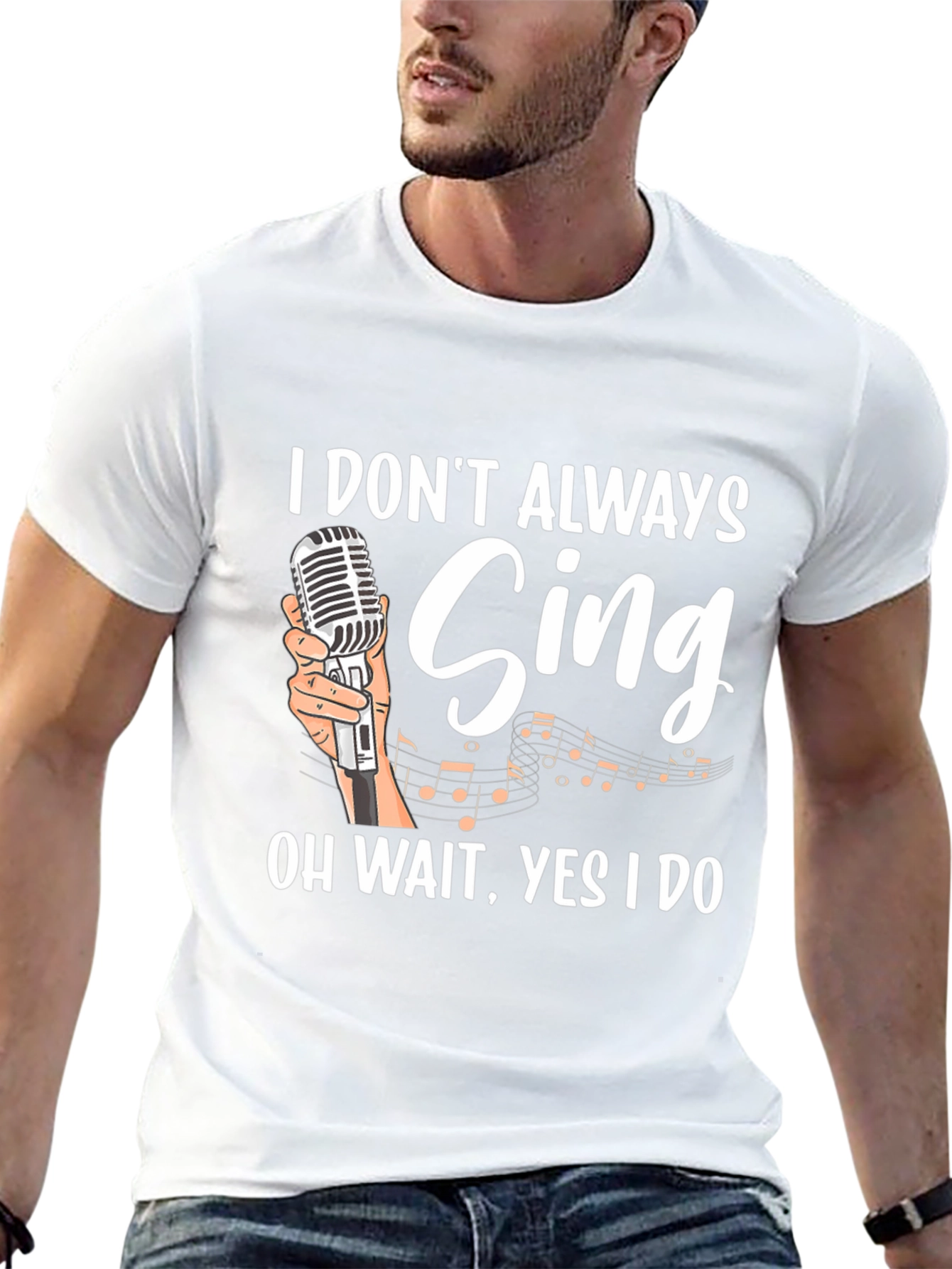 Black Funny Singer Graphic T-Shirt - "I Don't Always Sing" view 13