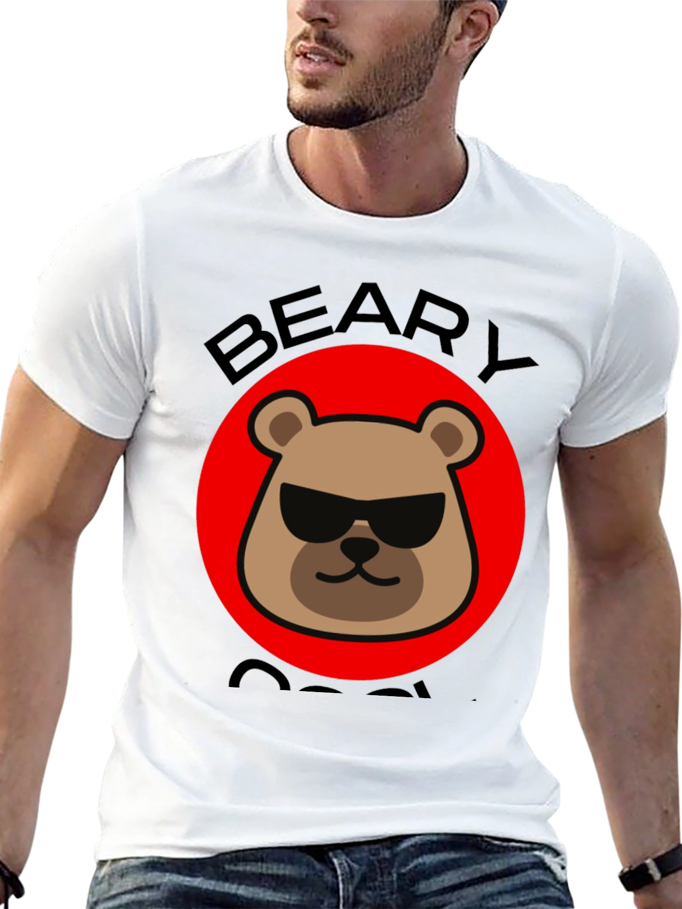 Black Beary Cool Graphic T-Shirt - Black Crew Neck Tee view 13