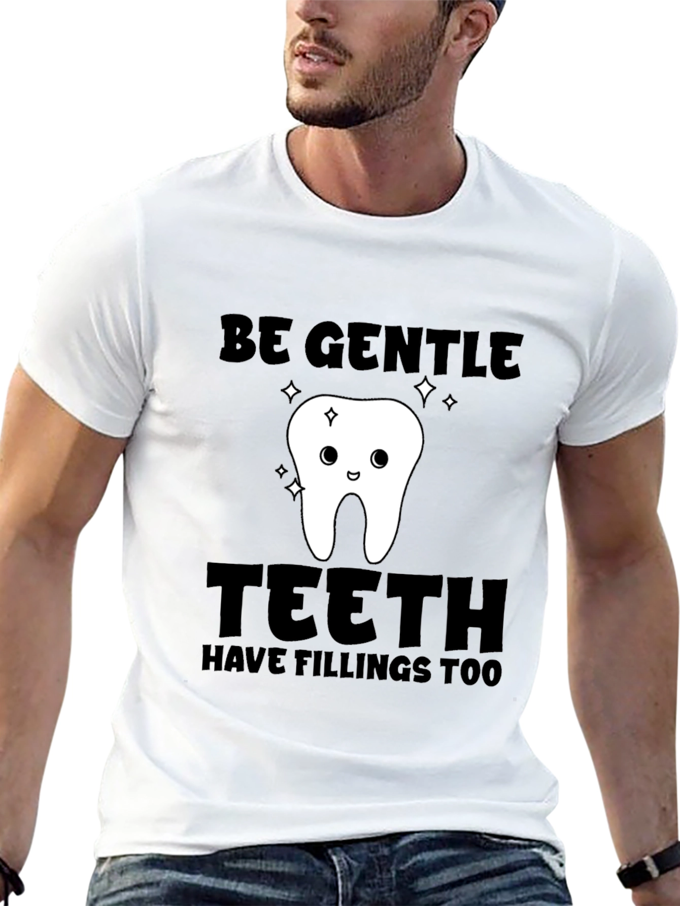Black Be Gentle Teeth Have Fillings Too T-Shirt view 13