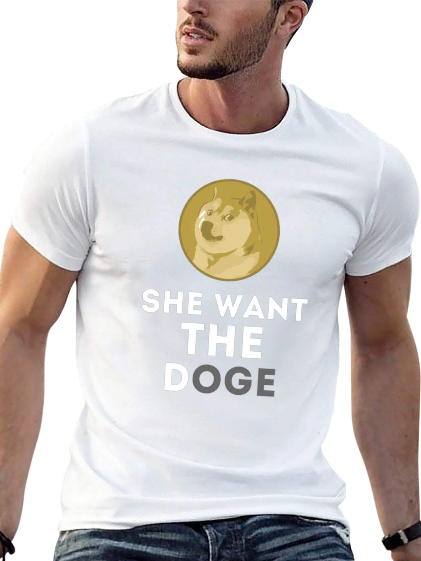 Black She Want The Doge Funny Meme T-Shirt view 13
