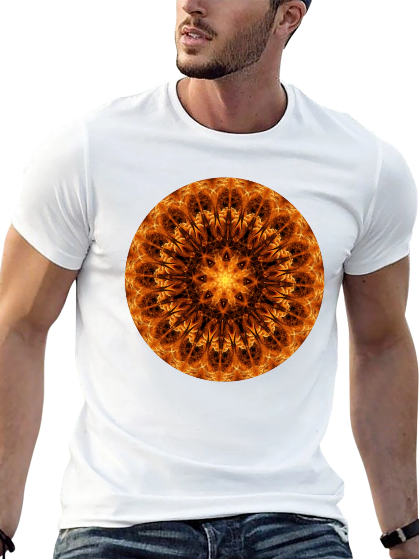Fiery Mandala Graphic Tee - Unique Spiritual Design - 13