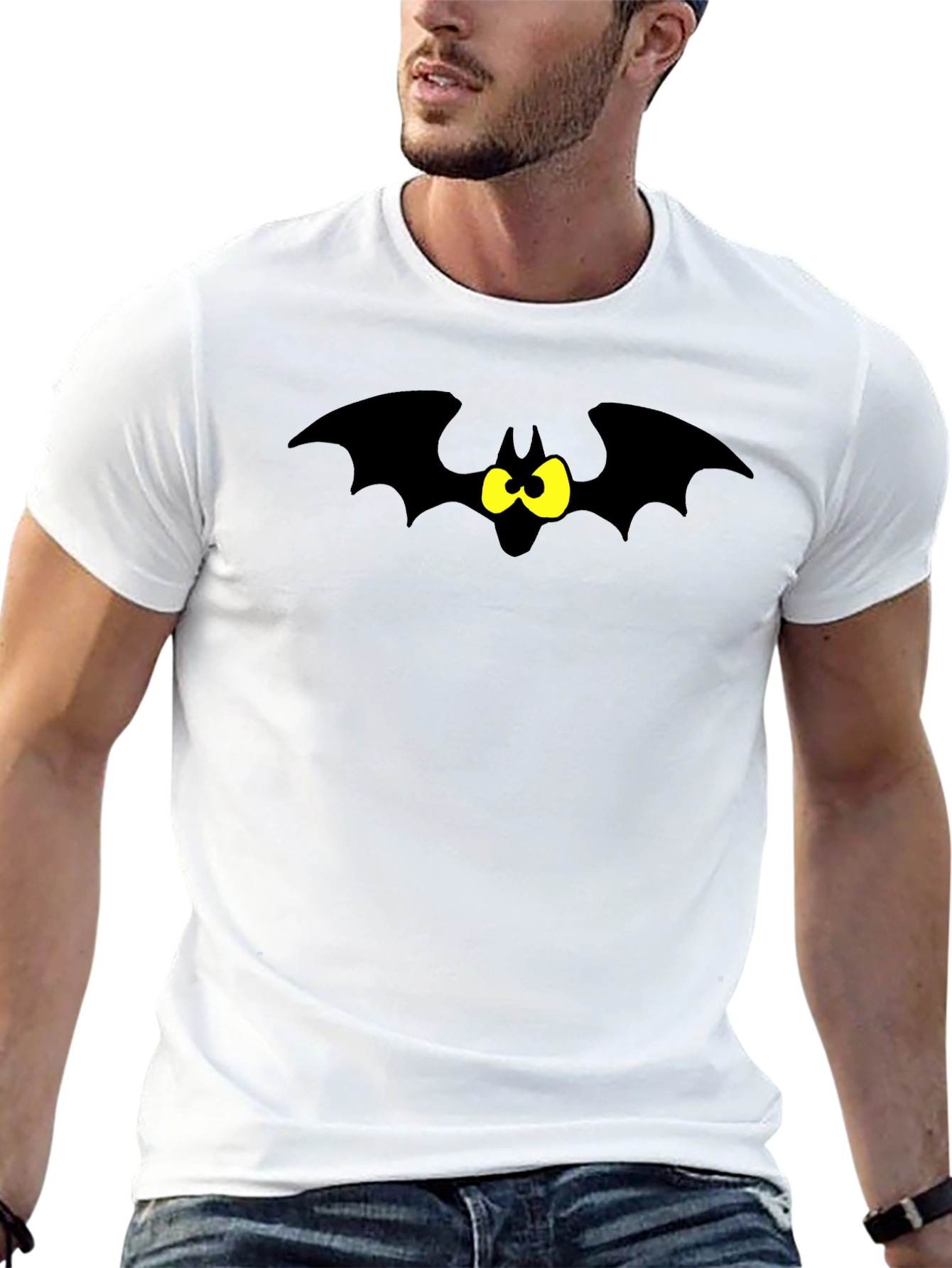 Black Cartoon Bat Graphic Tee - Black T-Shirt view 13