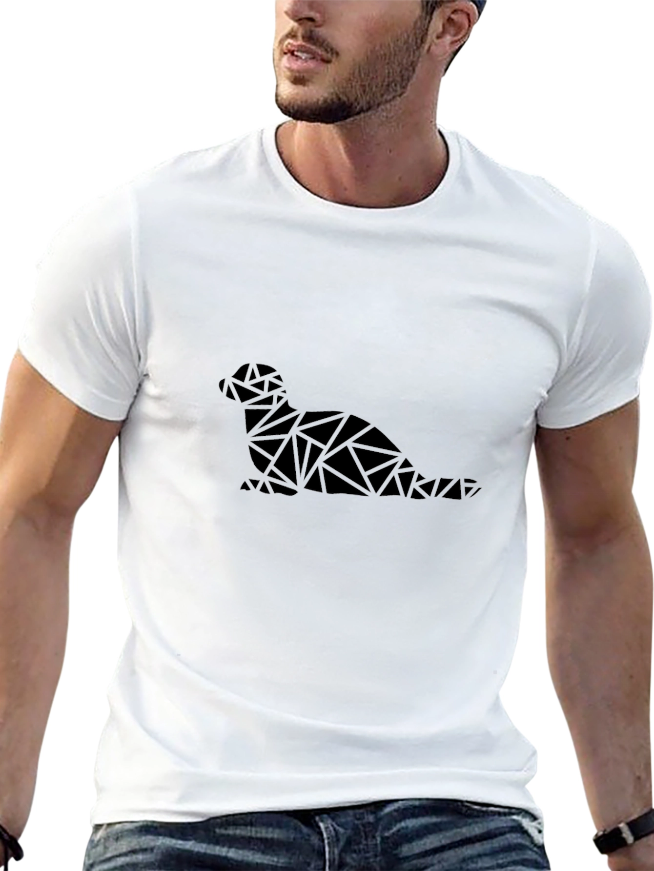 Black Geometric Seal Graphic Black T-Shirt view 13