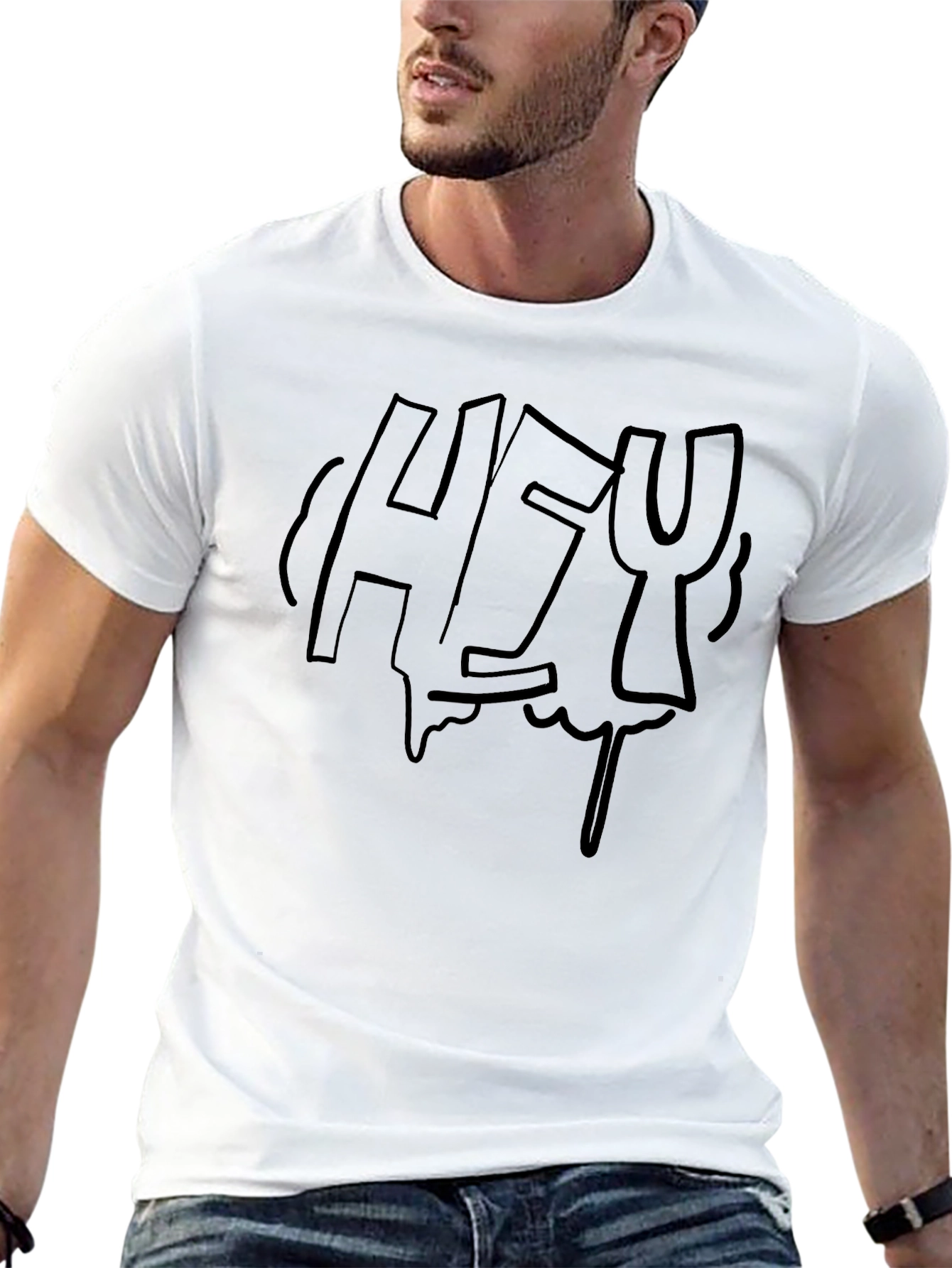 Black Men's Black HEY Graphic Tee view 13