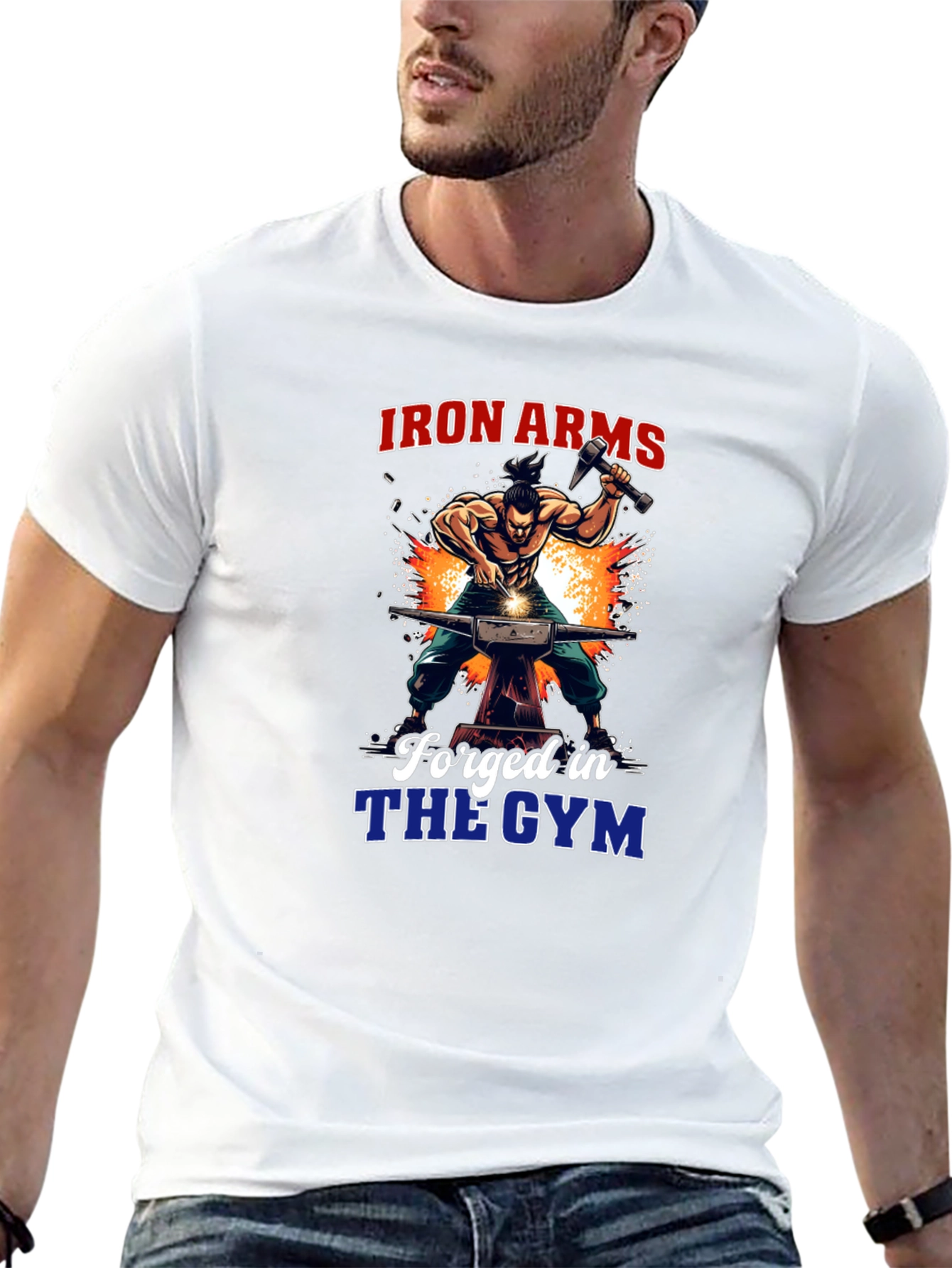 Black Iron Arms Forged in the Gym Black T-Shirt view 13