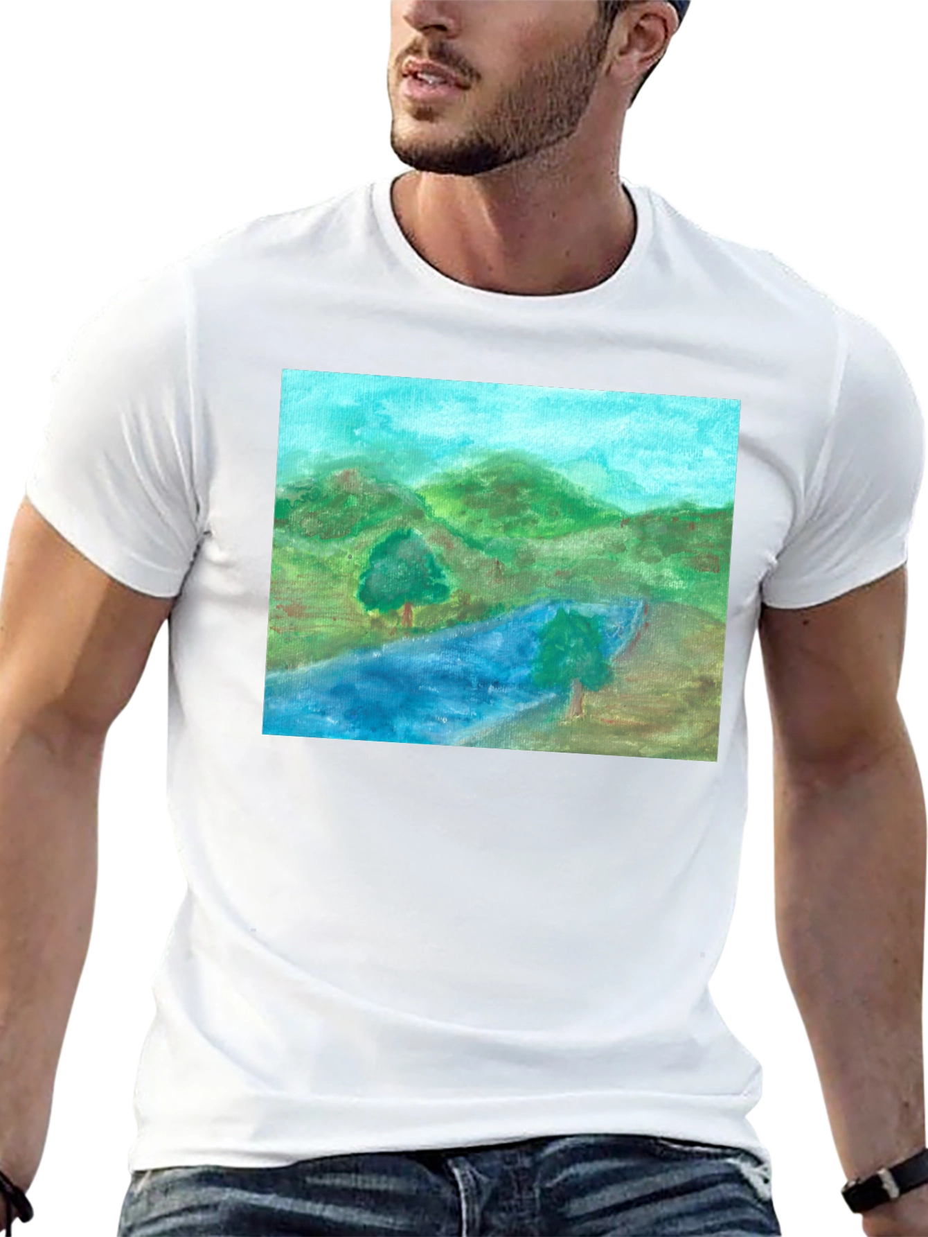 Black Scenic Landscape Black T-Shirt view 13