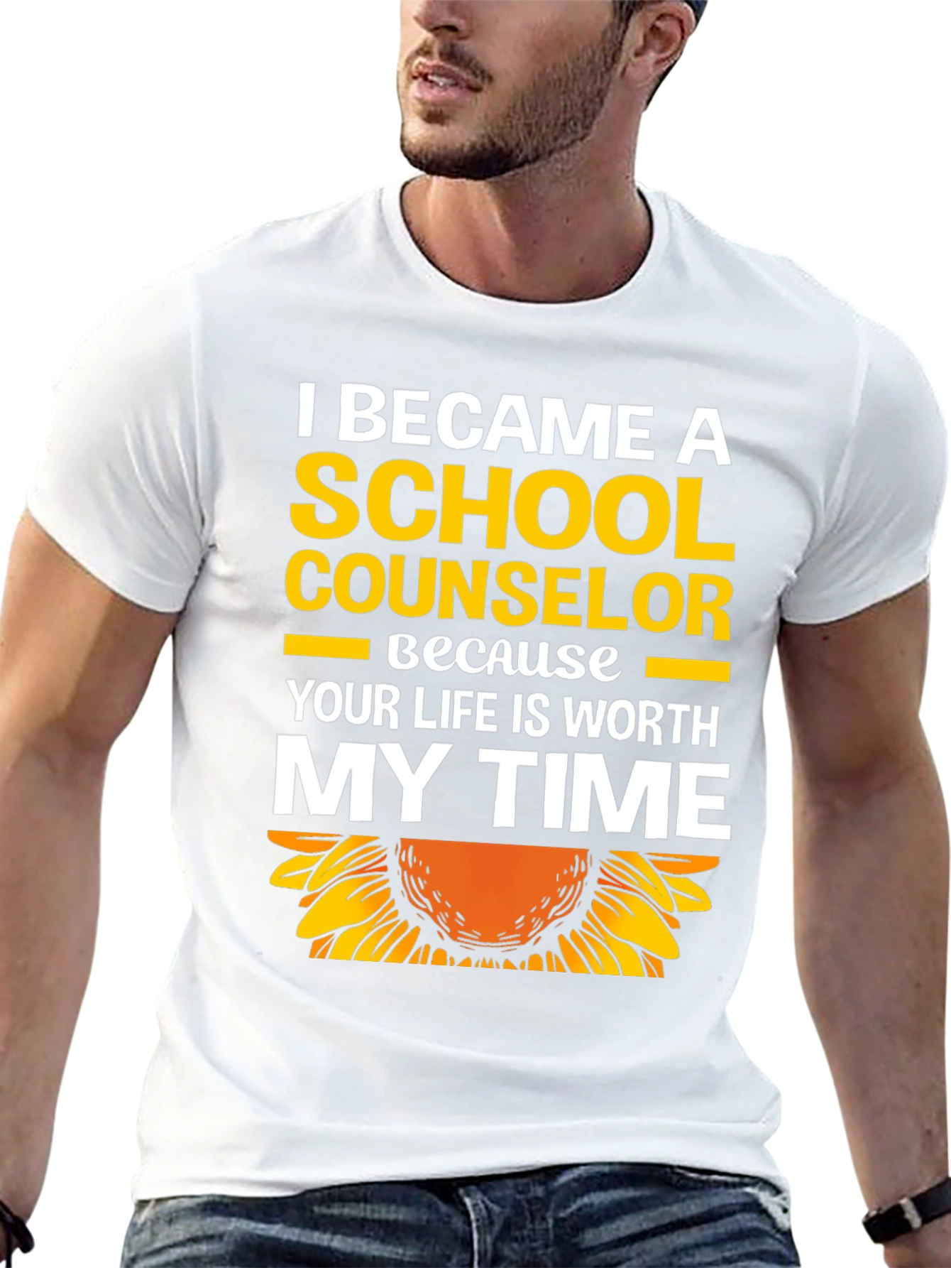 Black School Counselor Sunflower Graphic T-Shirt view 13