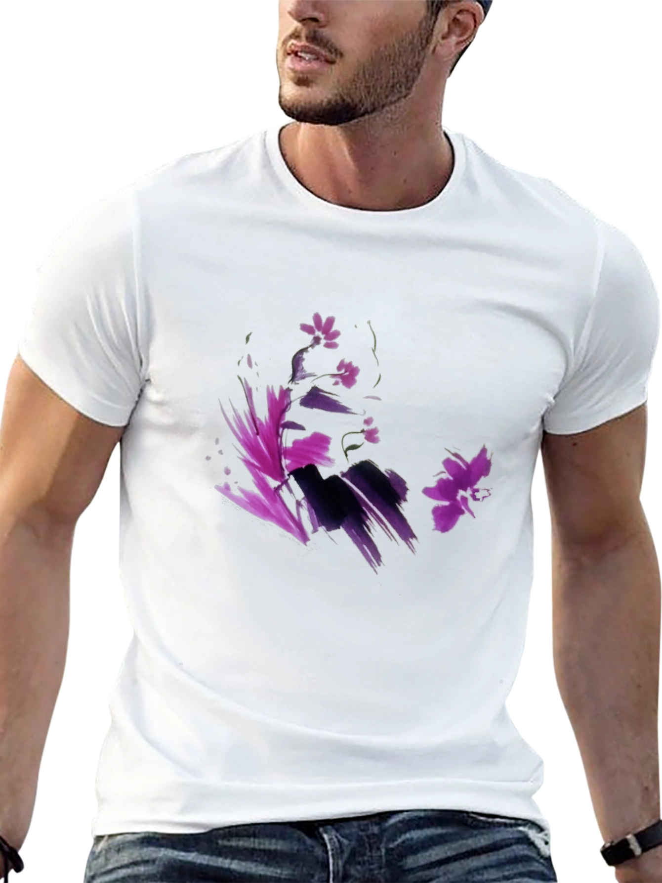 Black Floral Graphic Print Black T-Shirt view 13