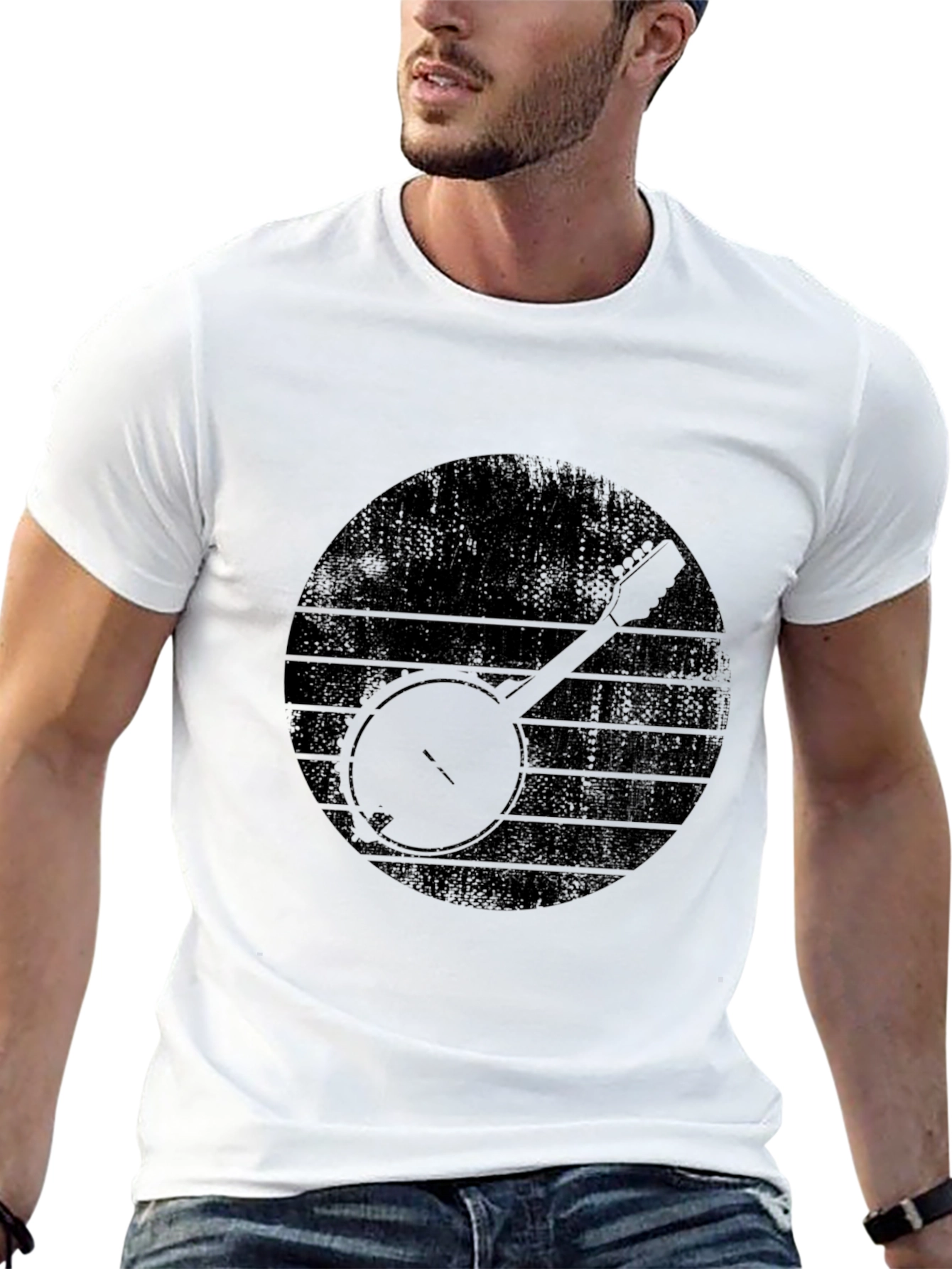 Black Banjo Graphic Tee - Vintage Music Lover T-Shirt view 13