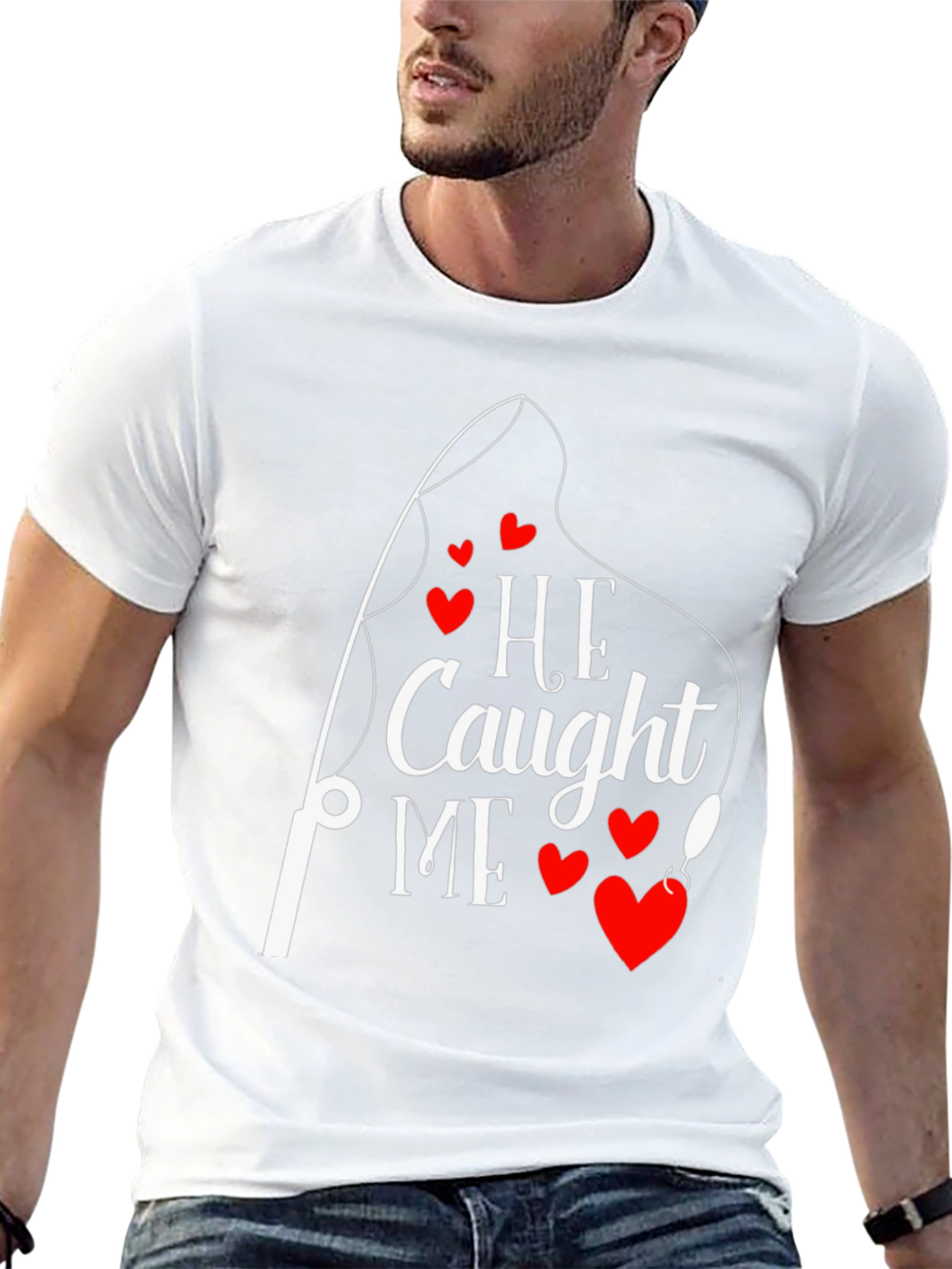 Black He Caught Me Fishing T-Shirt Valentine's Day Gift view 13