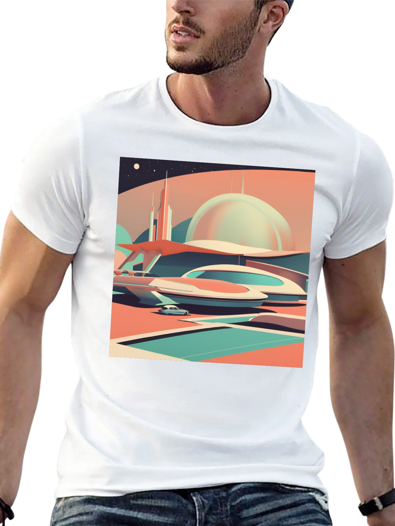 Black Retro Futuristic Graphic Tee view 13