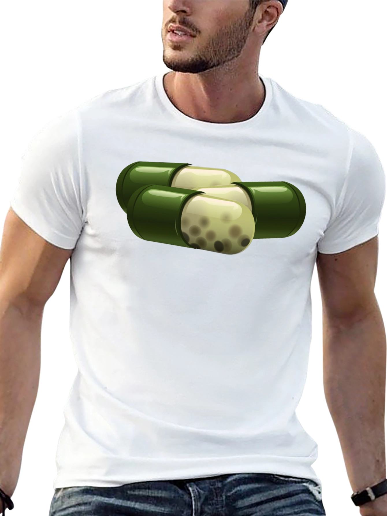 Black Capsule Graphic T-Shirt - Unique Pill Design view 13