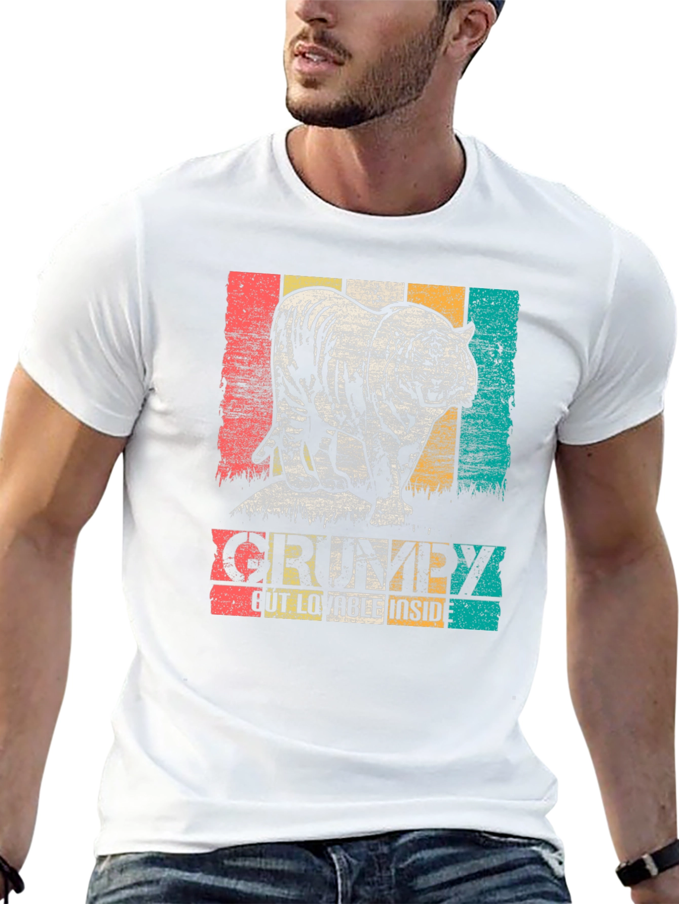 Black Grumpy Tiger Graphic Tee - Black Cotton T-Shirt view 13