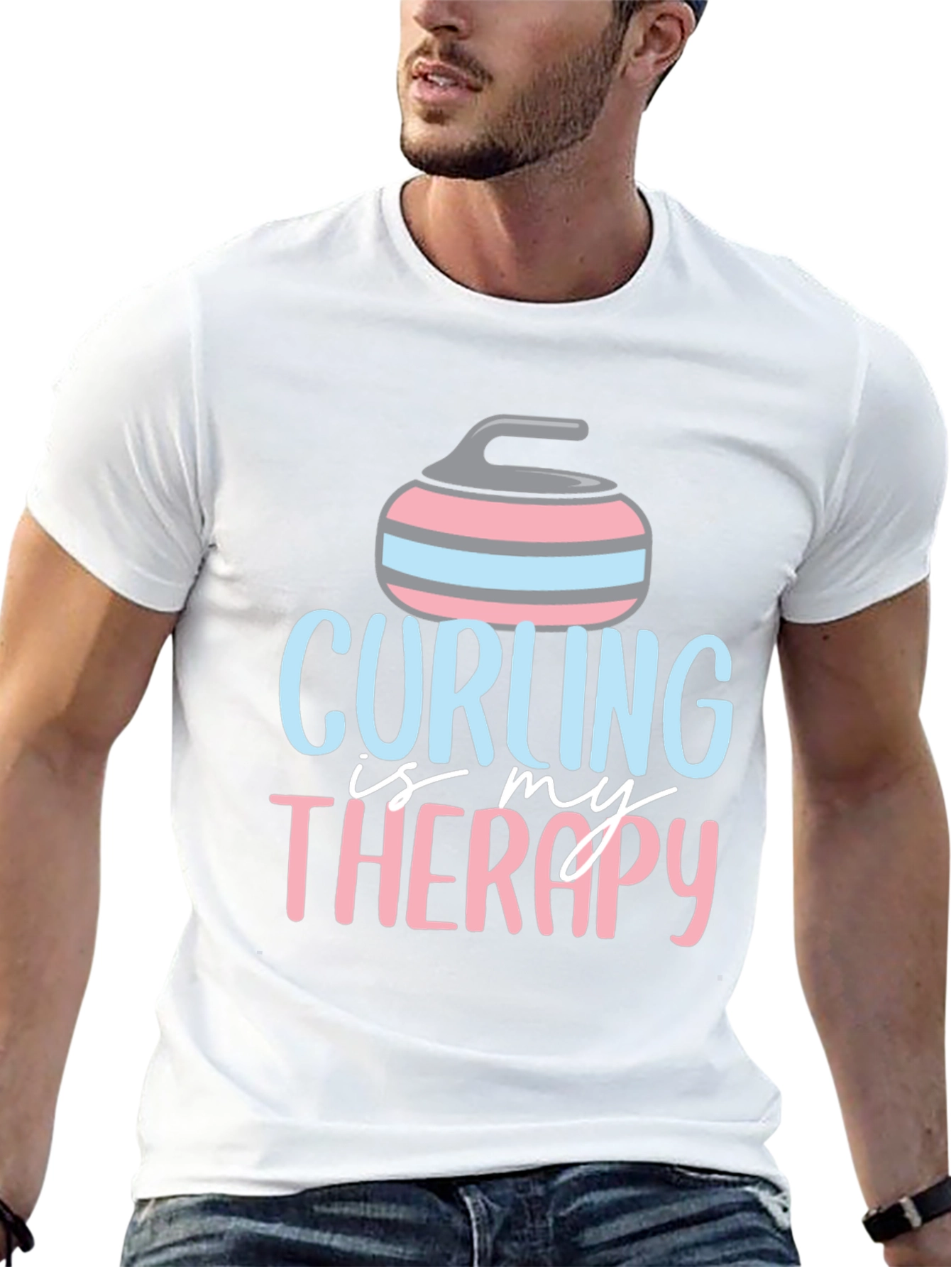 Black Curling Is My Therapy Graphic T-Shirt view 13
