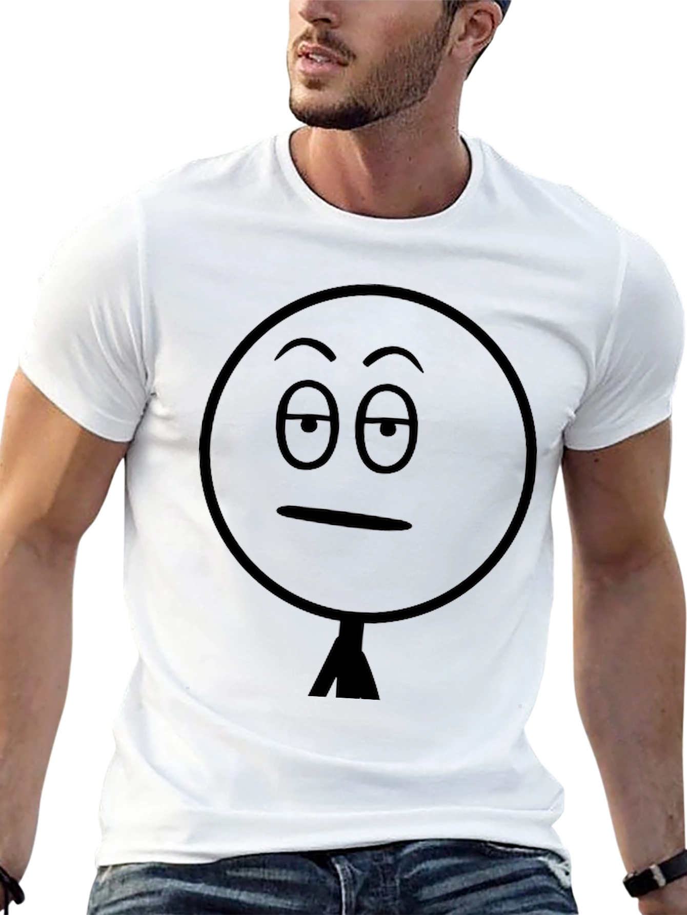 Black Black T-Shirt with Funny Sarcastic Stick Figure Face view 13