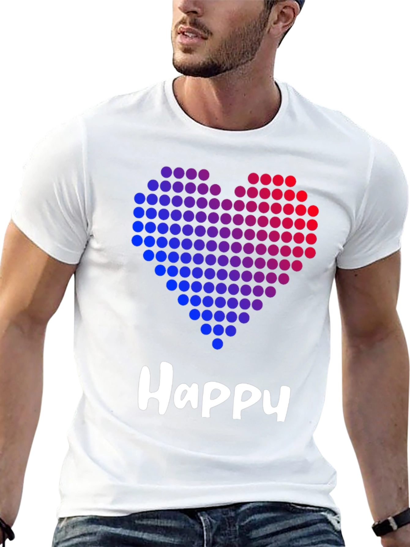 Black Happy Heart Graphic Black T-Shirt view 13