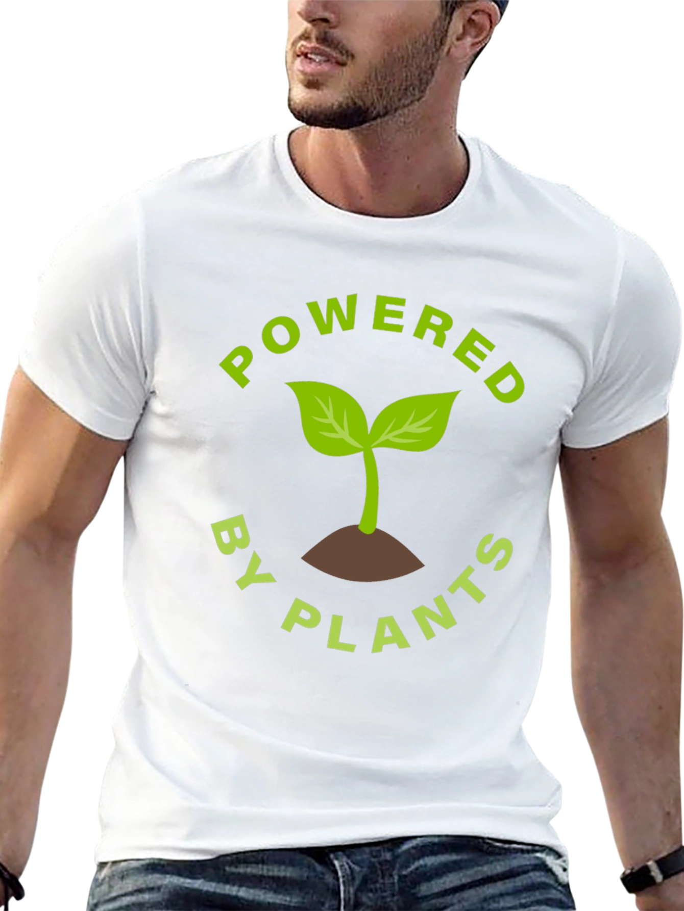Black Powered By Plants T-Shirt - Vegan Friendly view 13