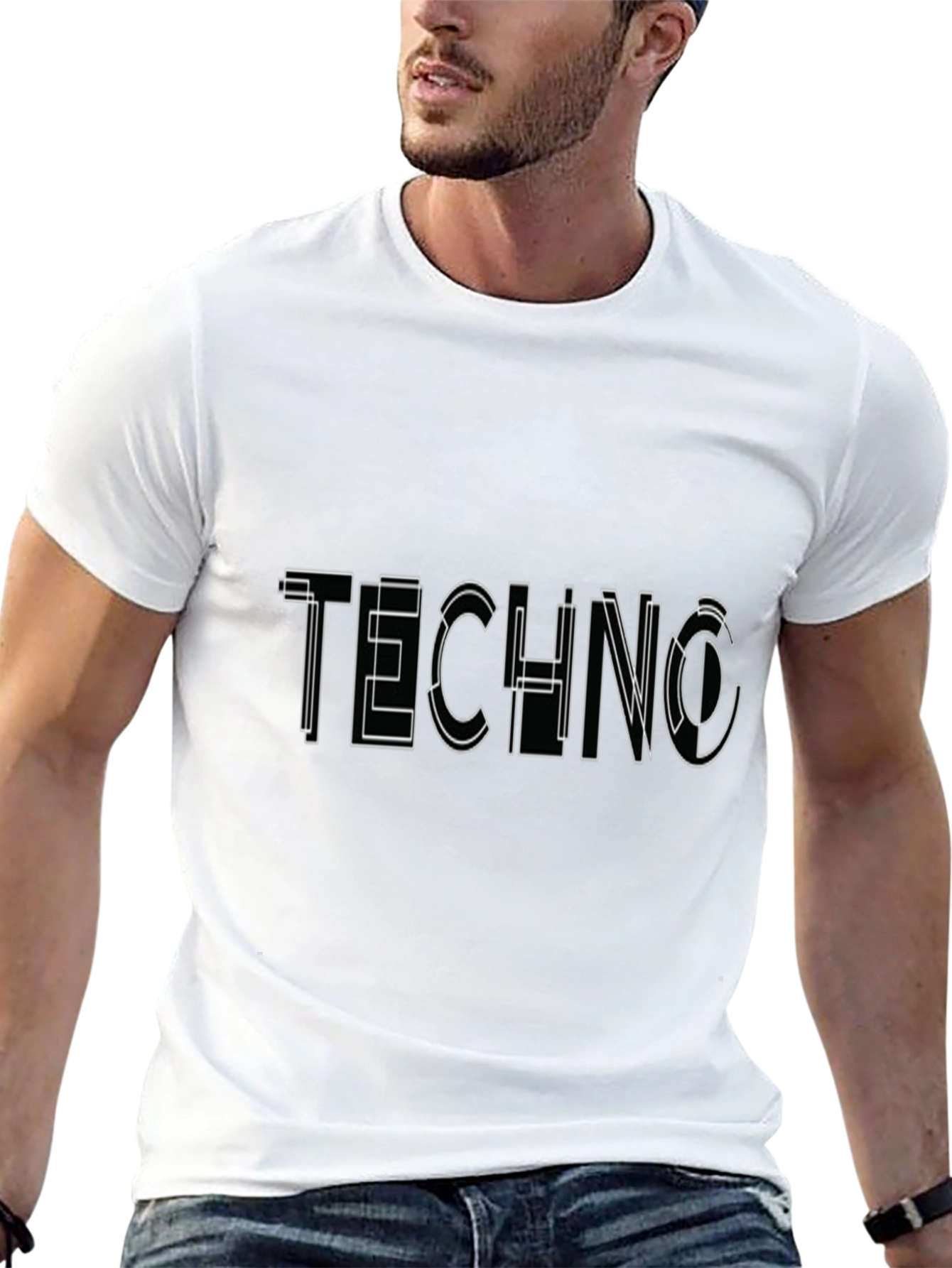 Black Techno Graphic Black T-Shirt view 13