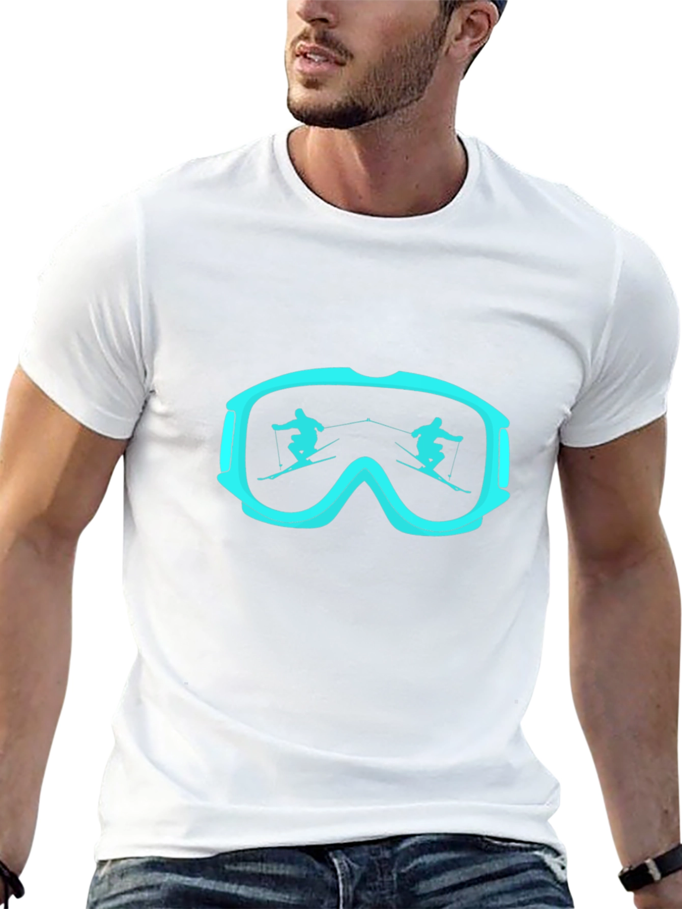 Black Ski Goggles T-Shirt, Black, Unisex, Winter Sports view 13