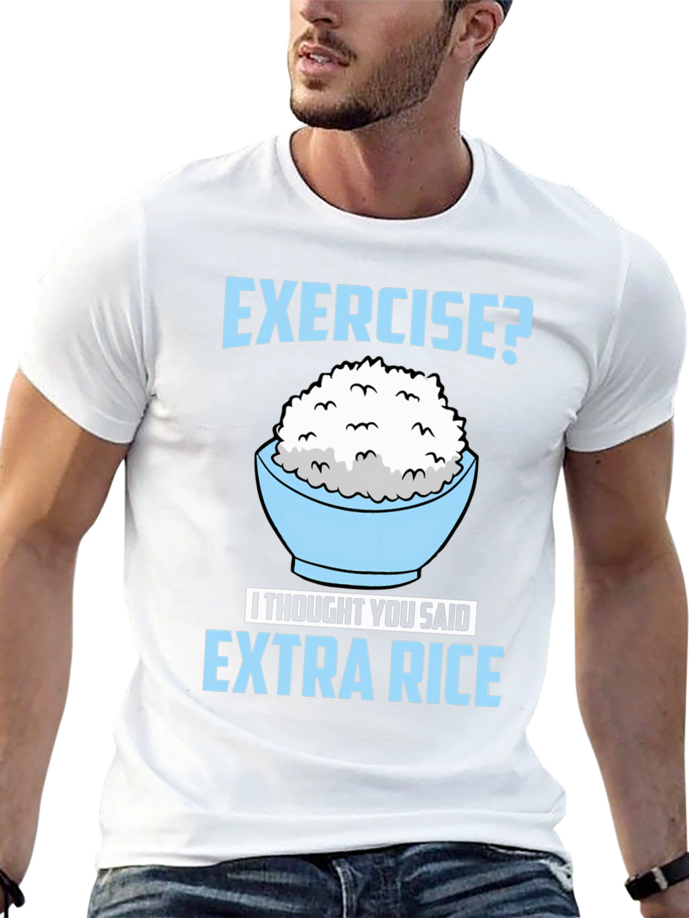 Black Extra Rice T-Shirt - Funny Foodie Tee view 13