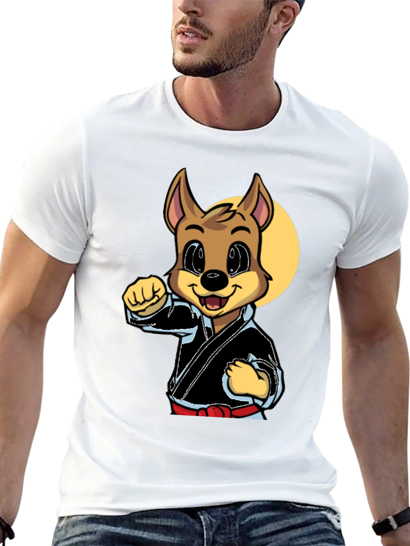Black Karate Dog Graphic Tee - Black Martial Arts Shirt view 13