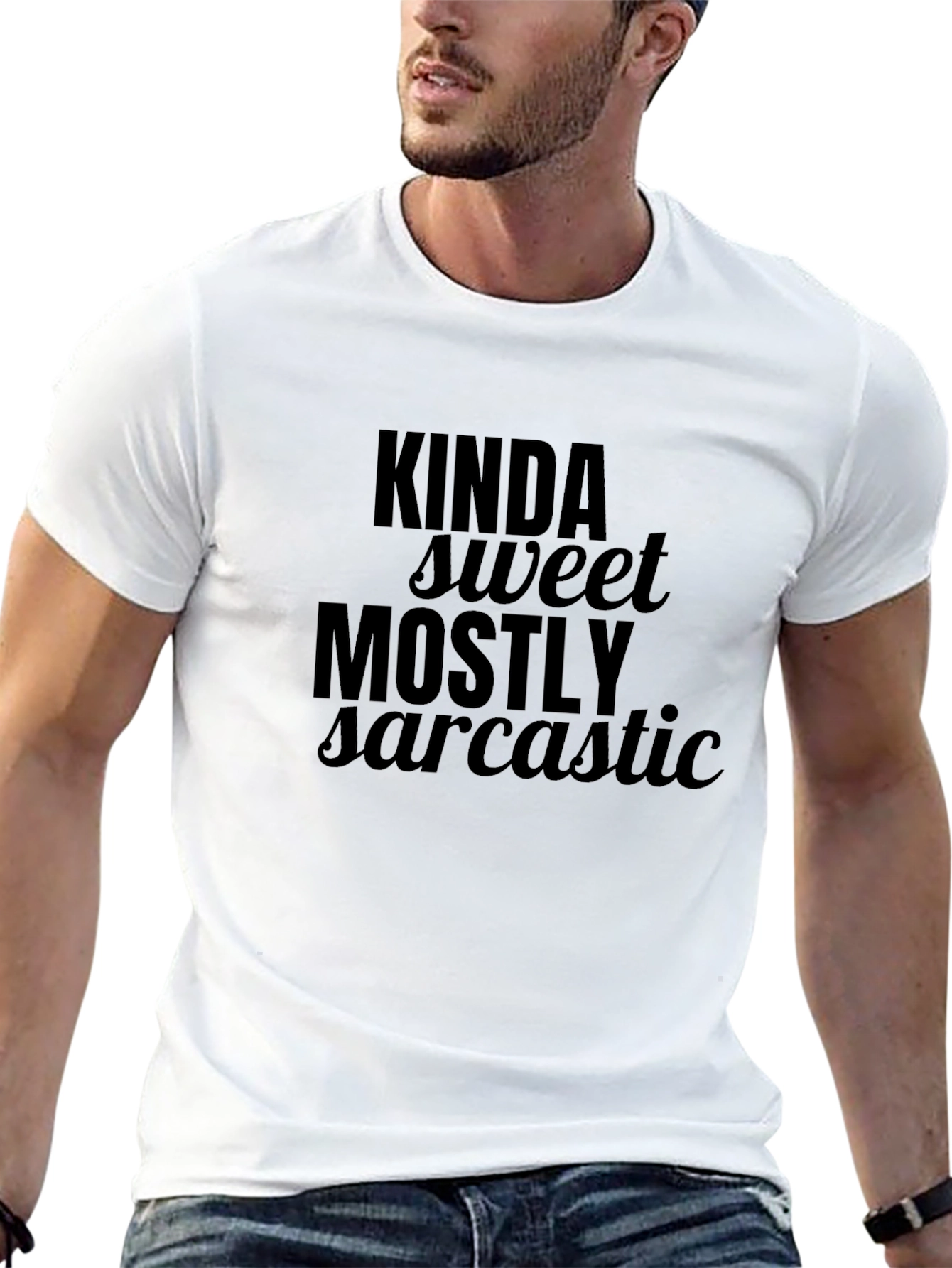 Black Kinda Sweet Mostly Sarcastic Black T-Shirt view 13