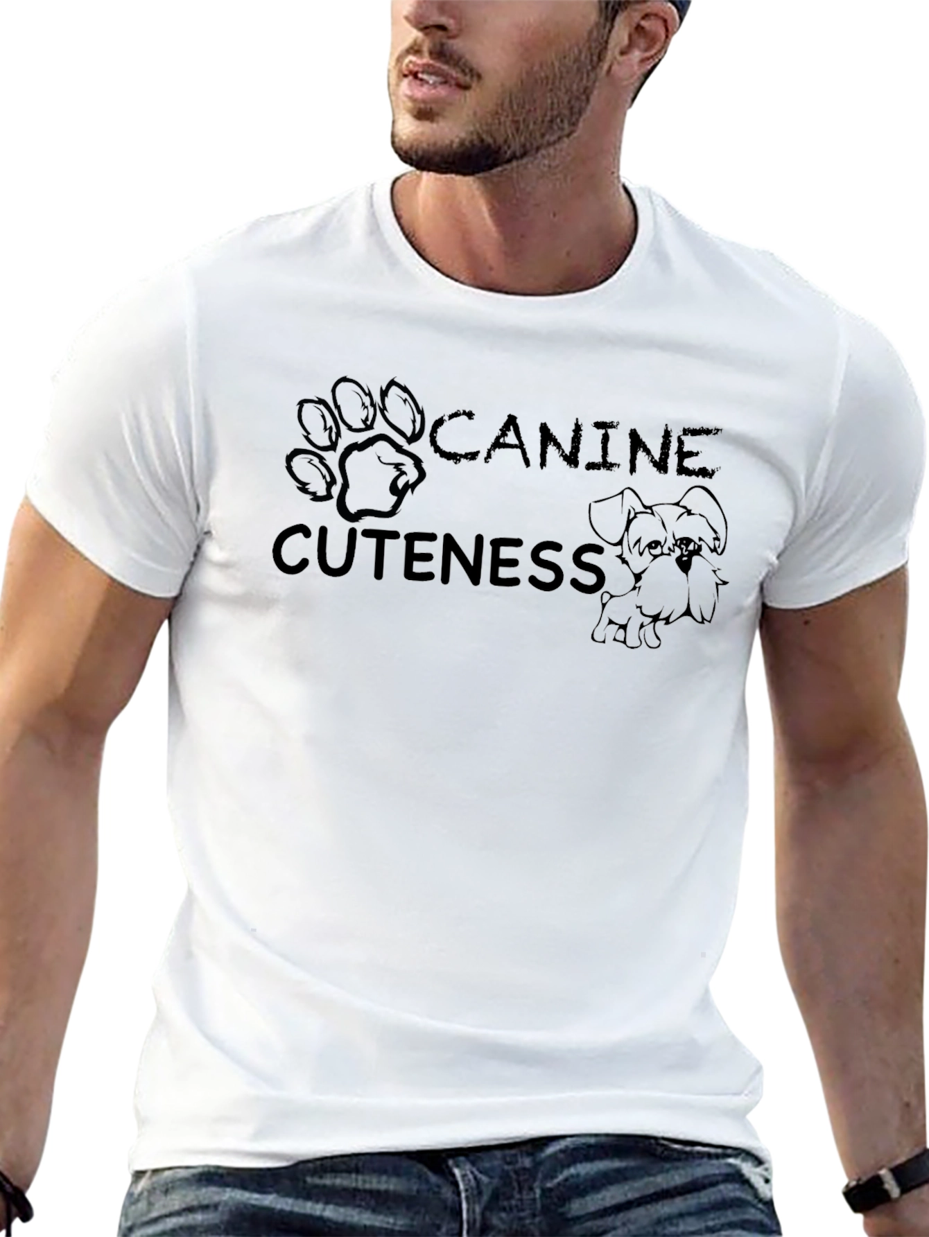 Black Canine Cuteness Graphic Tee - Black Cotton Blend view 13