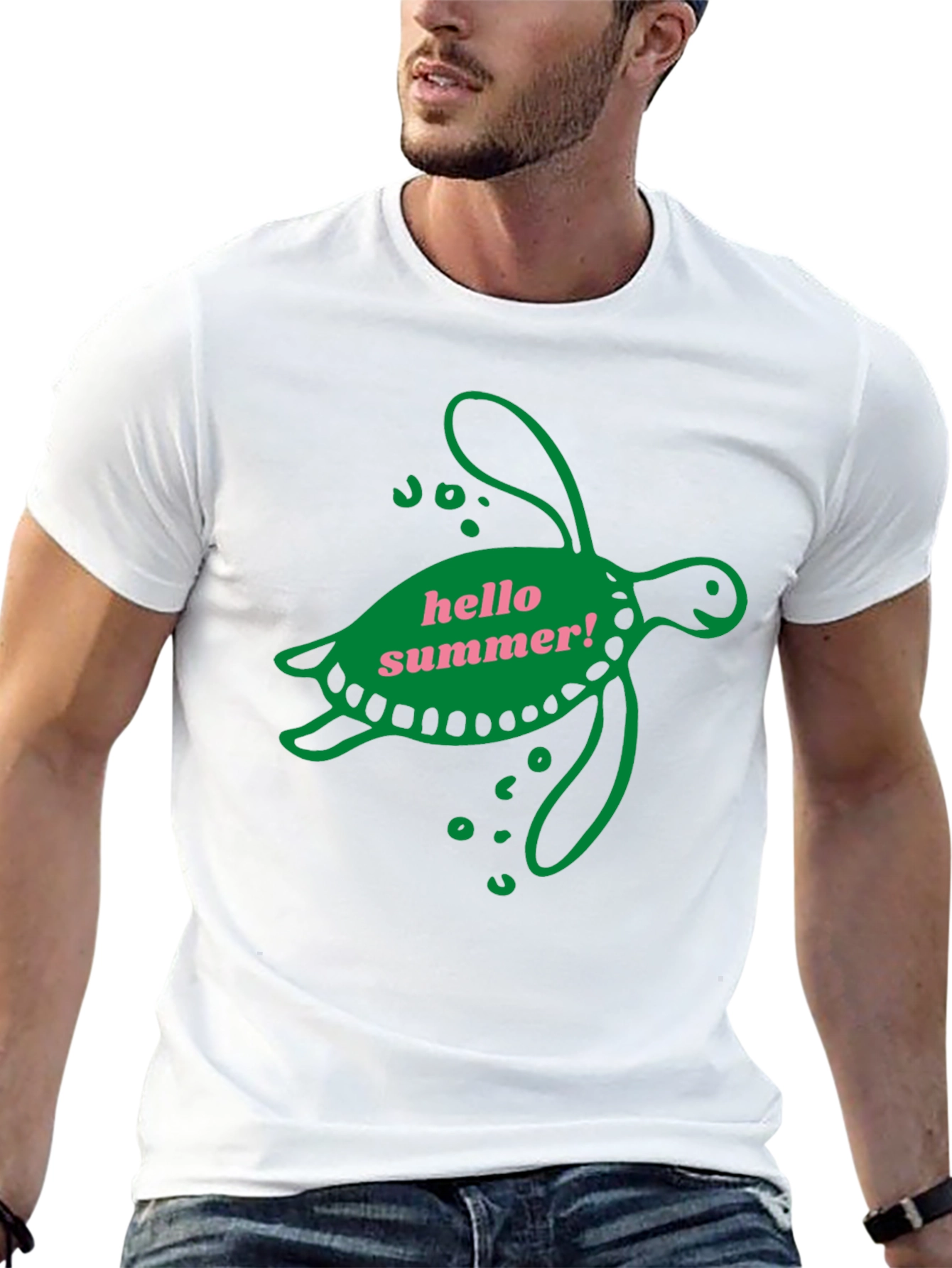 Black Hello Summer Turtle Graphic Tee - Black view 13