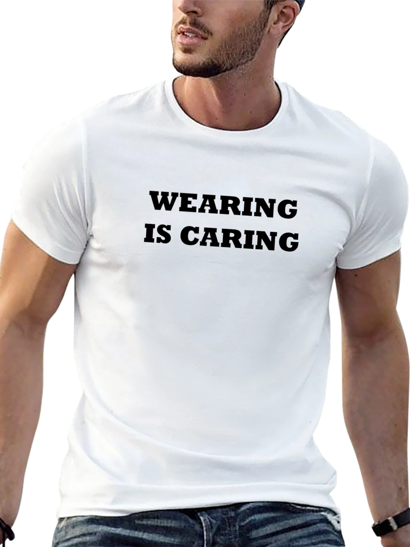 Black Wearing Is Caring Black Graphic Tee view 13