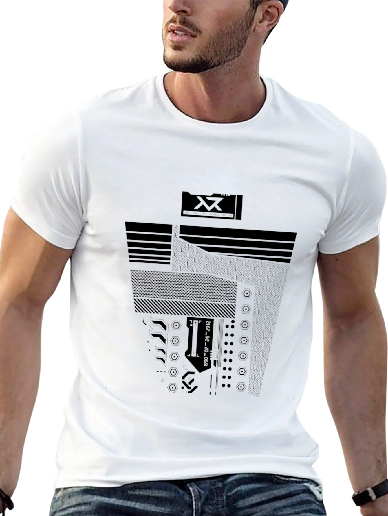 Black Abstract Graphic Print T-Shirt - Black view 13