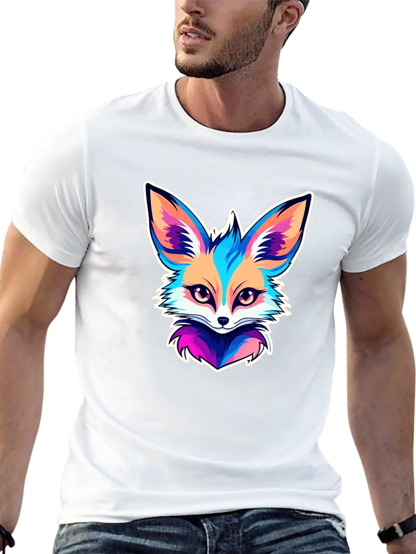 Black Vivid Fox Graphic T-Shirt - Stylish & Unique view 13