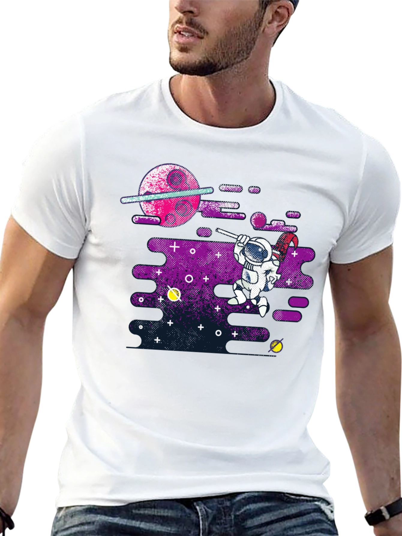 Black Astronaut Space Painter Graphic Tee view 13