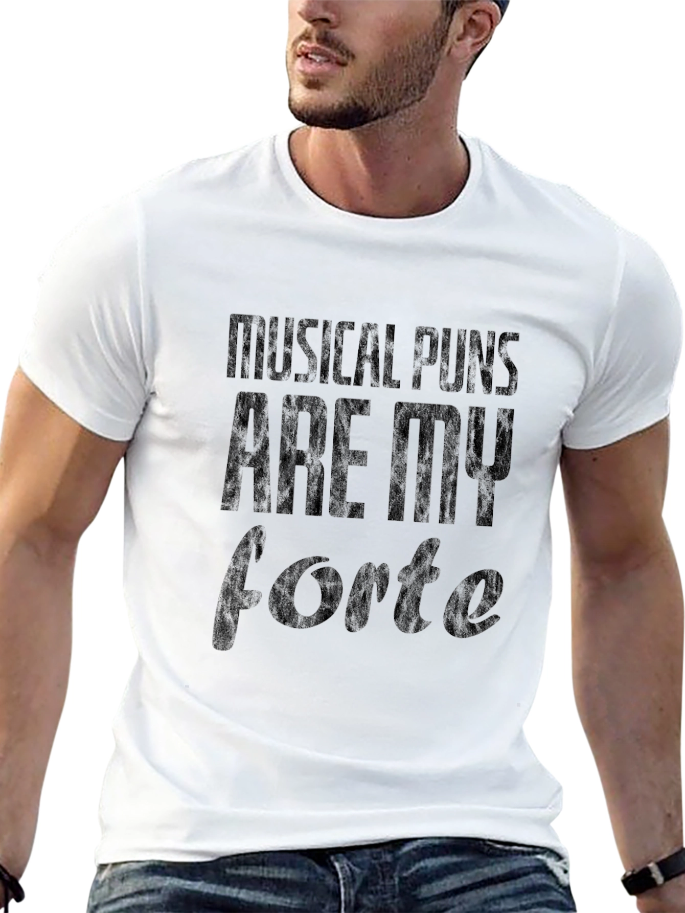 Black Musical Puns Forte Black T-Shirt view 13