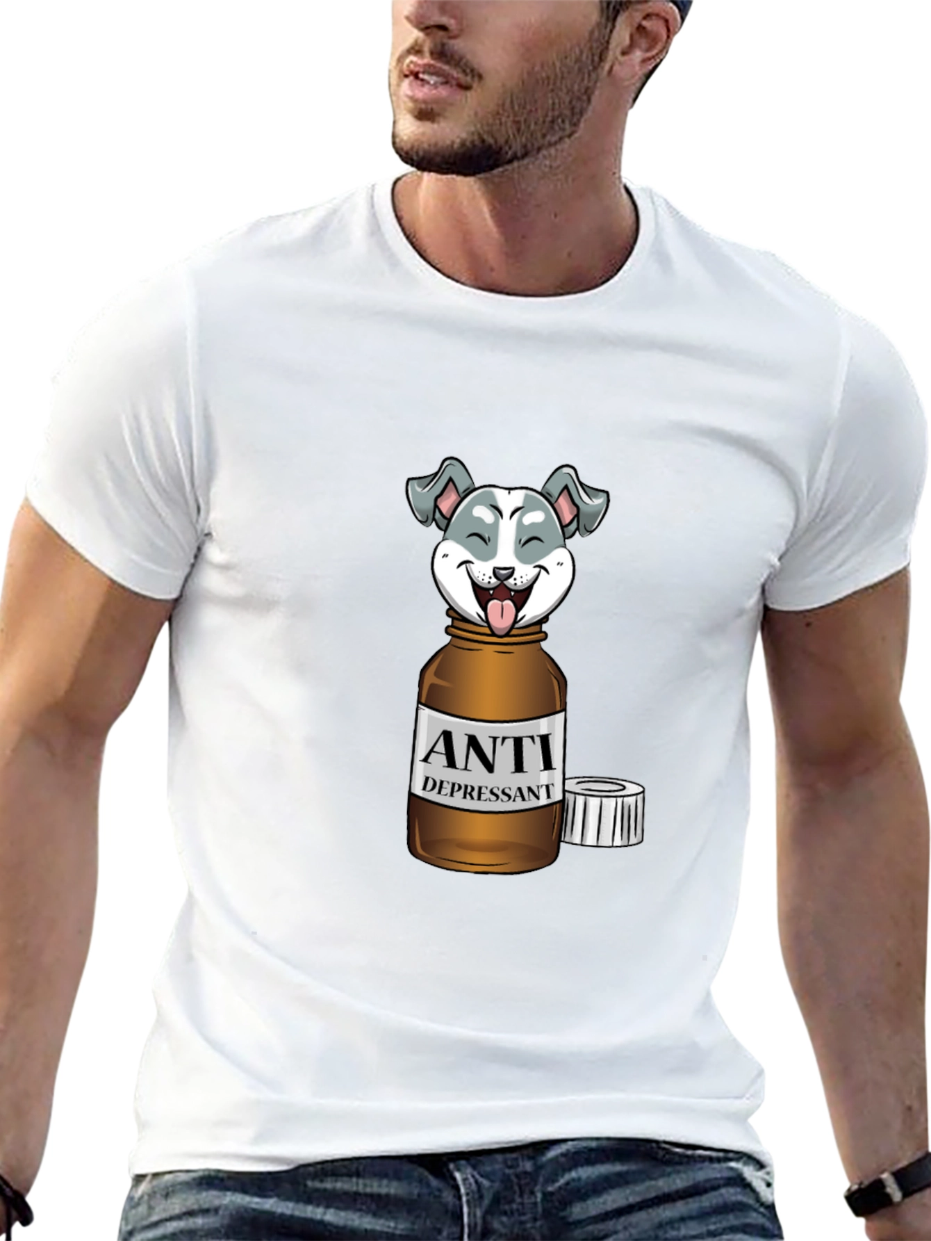 Black Anti Depressant Dog T-Shirt view 13