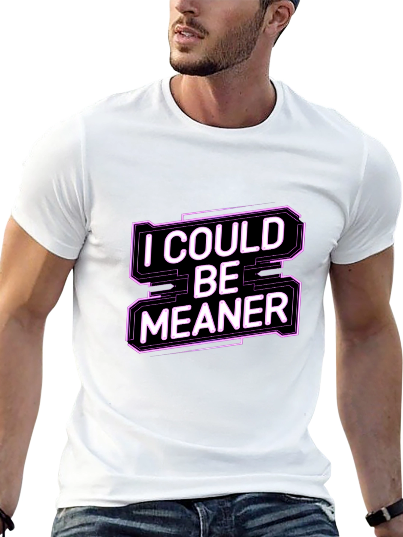 Black I Could Be Meaner Funny Graphic Tee view 13
