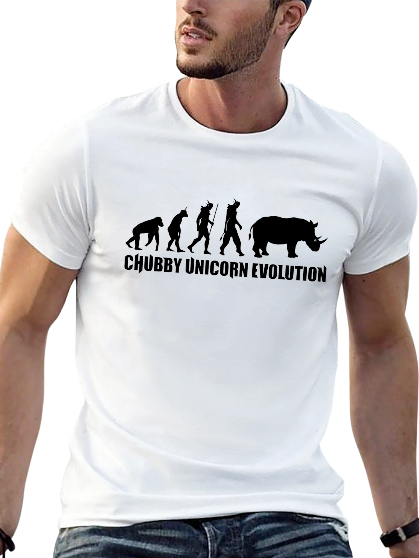 Black Chubby Unicorn Evolution Black T-Shirt view 13