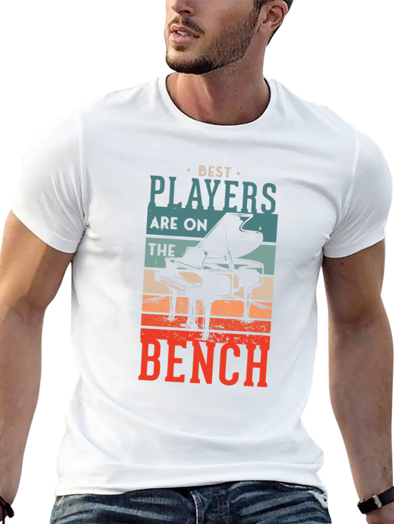 Black Piano Player Graphic T-Shirt: Best Players on the Bench view 13