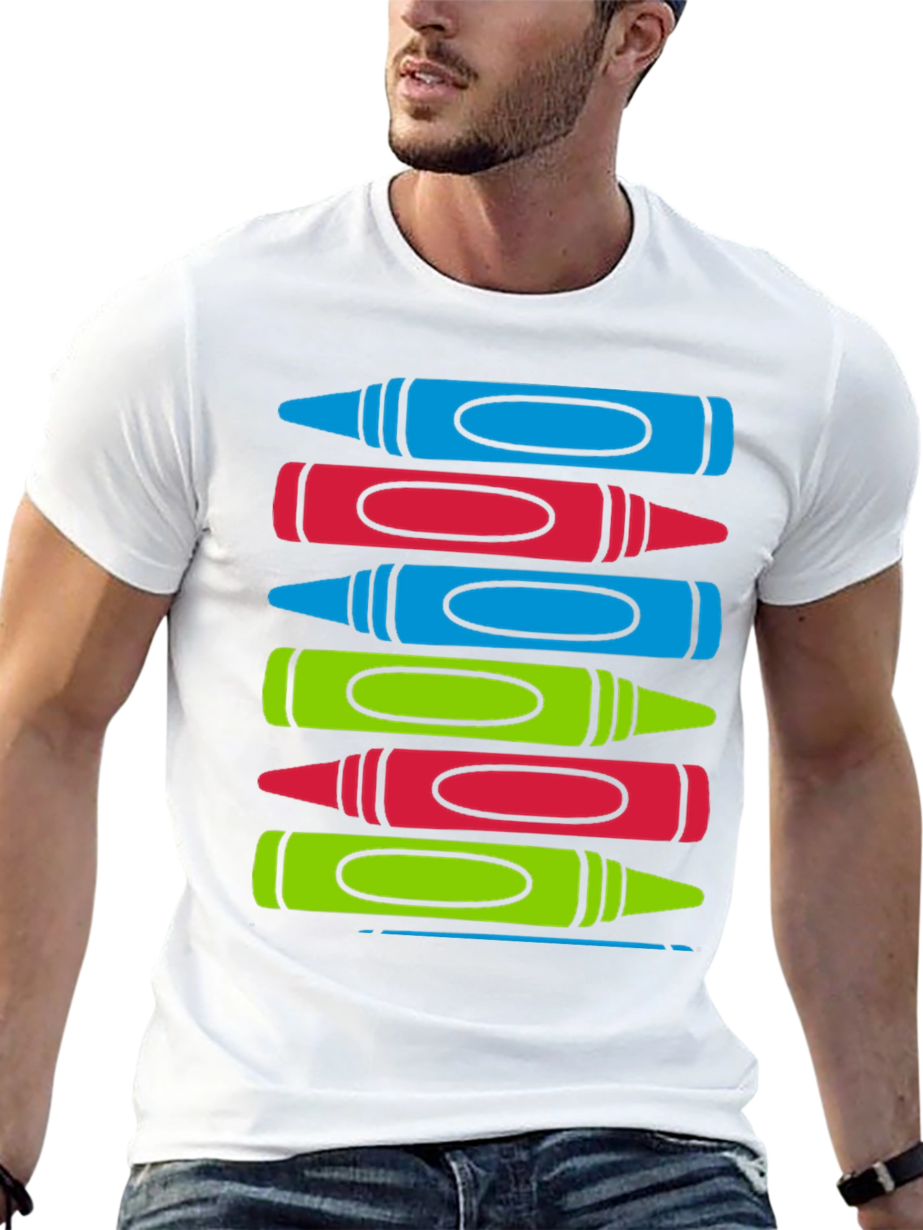 Black Colorful Crayon Stack Graphic Tee view 13