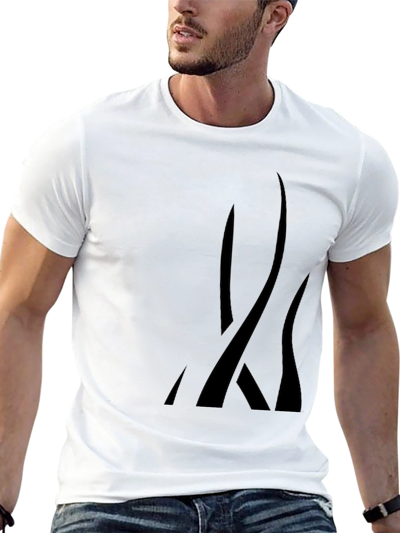 Black Modern Abstract Graphic Black T-Shirt view 13