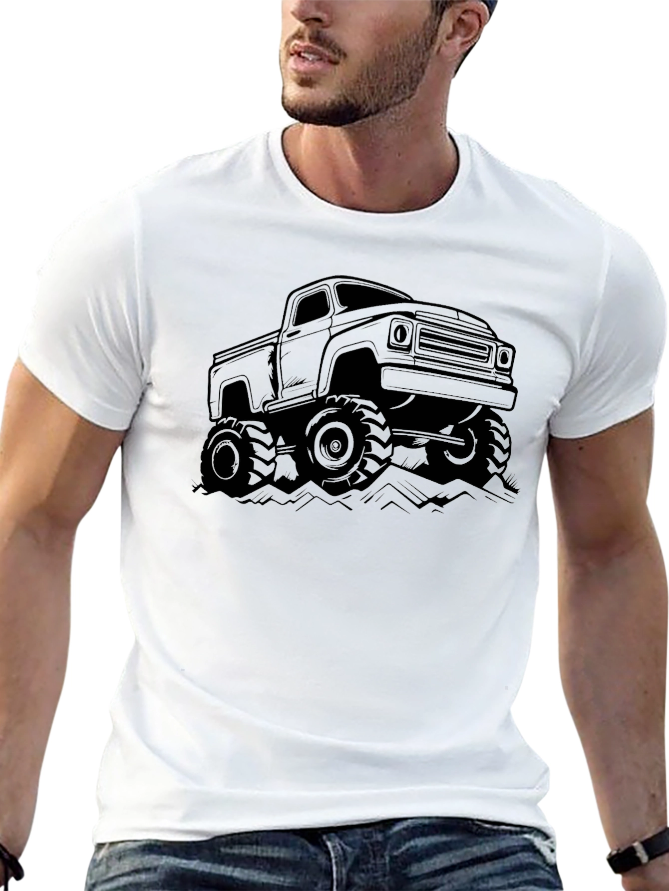 Black Monster Truck Graphic Tee - Black Cotton Blend view 13