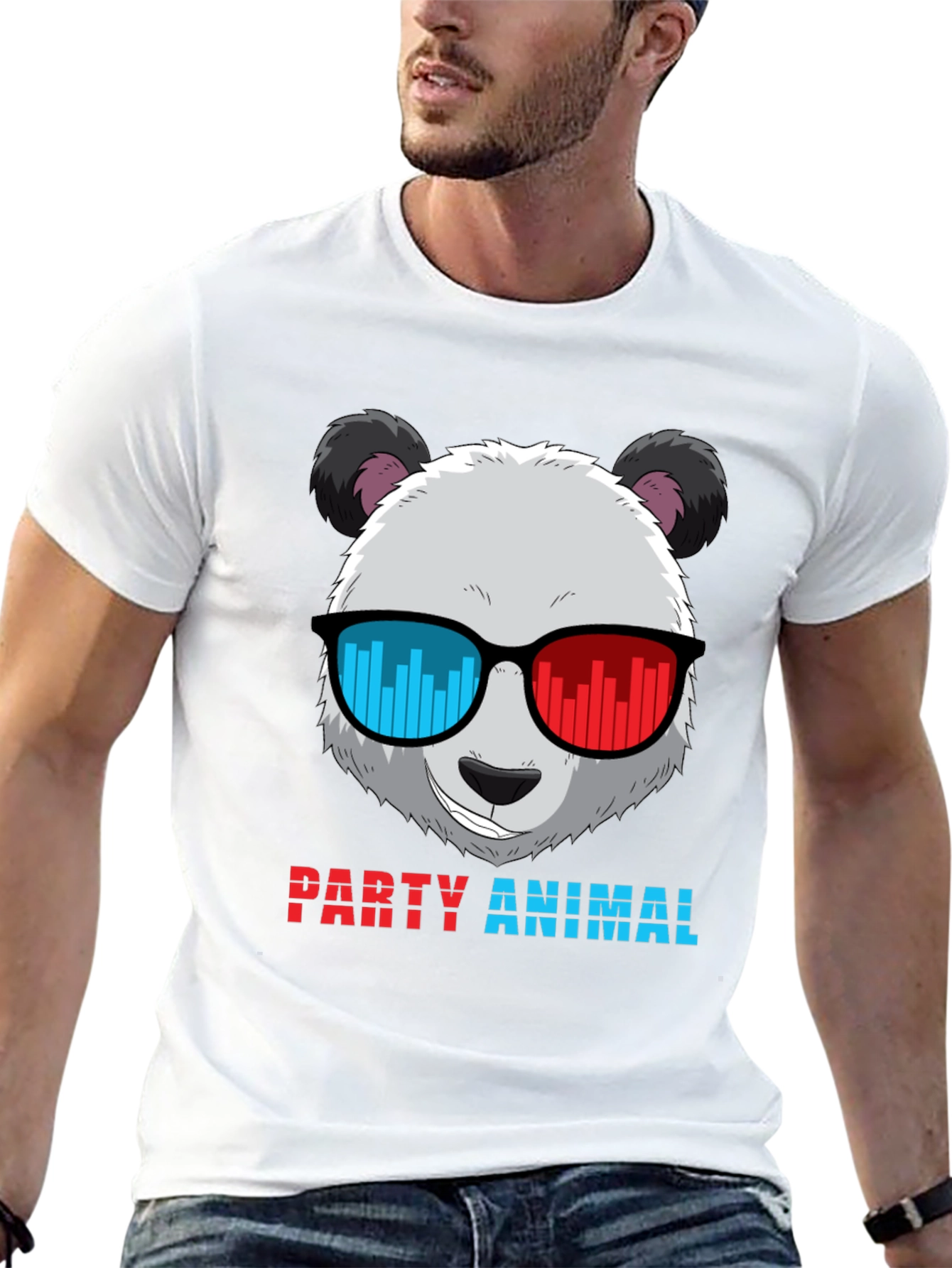 Black Party Animal Panda T-Shirt - Novelty Graphic Tee view 13