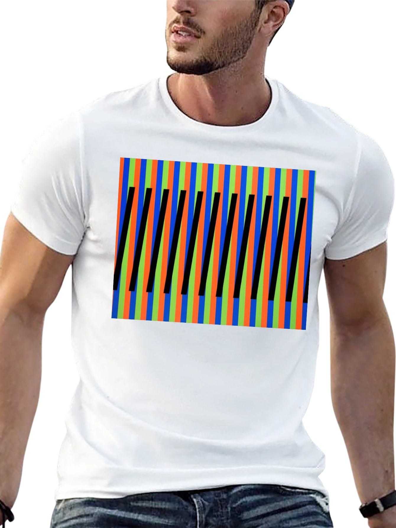 Black Abstract Pattern Tee - Bold Colors, Unique Design view 13