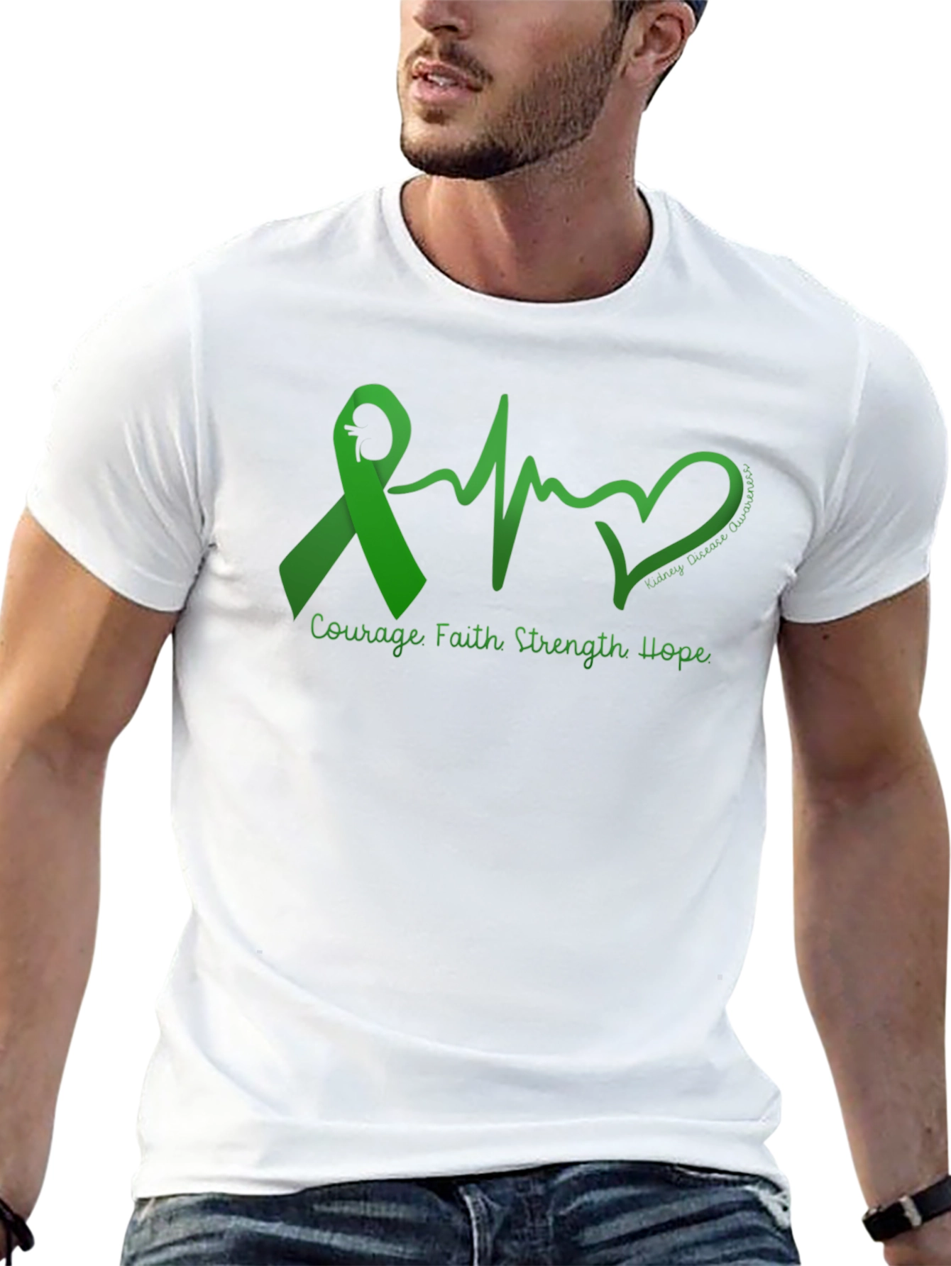 Kidney Disease Awareness T-Shirt - Courage, Hope, Strength - 13