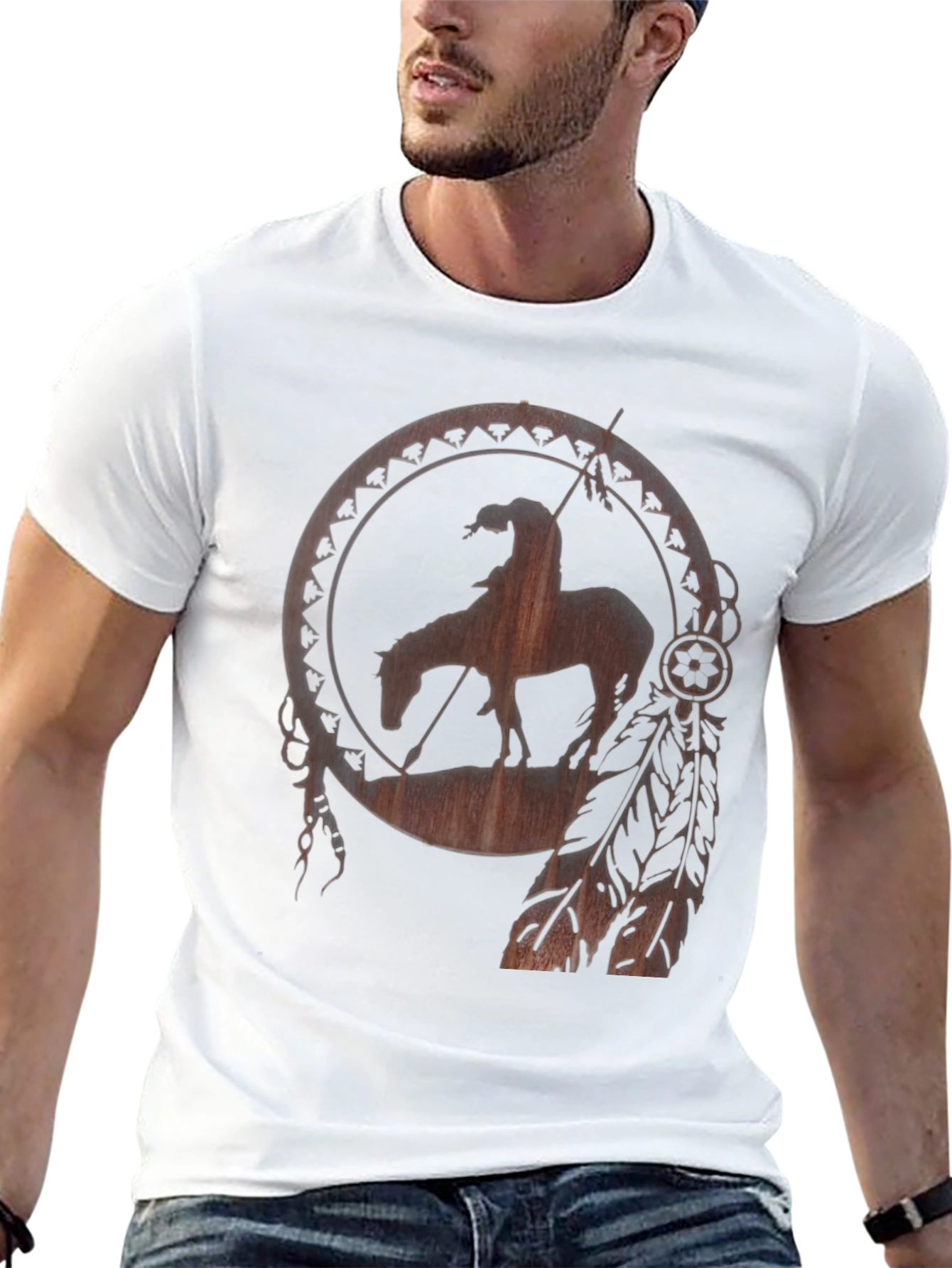 Black Native American Horse Dreamcatcher Graphic Tee view 13