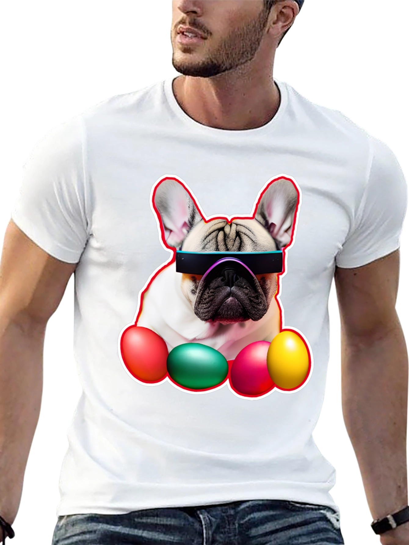 Camiseta Bulldog Francés con Huevos de Pascua