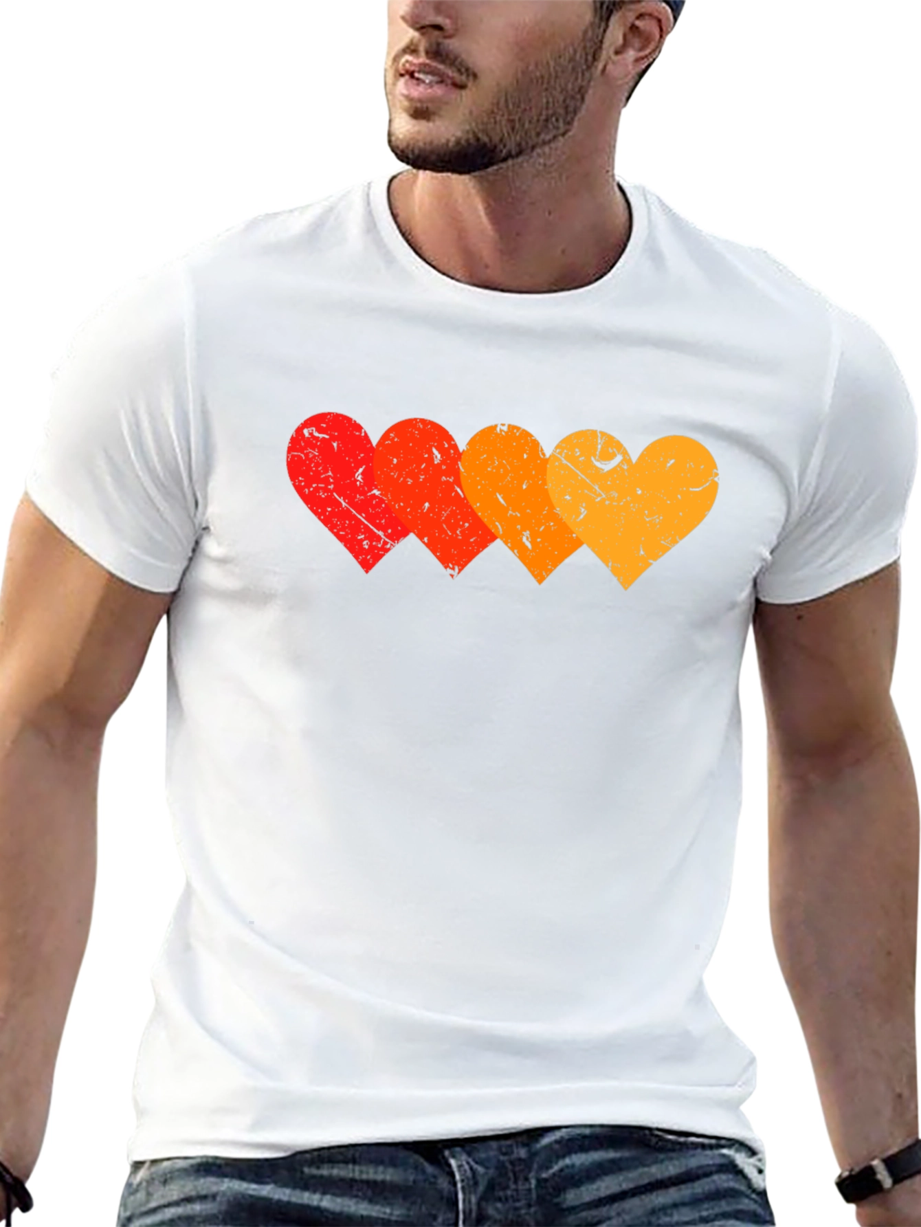 Black Retro Hearts Graphic T-Shirt - Stylish Black Tee view 13
